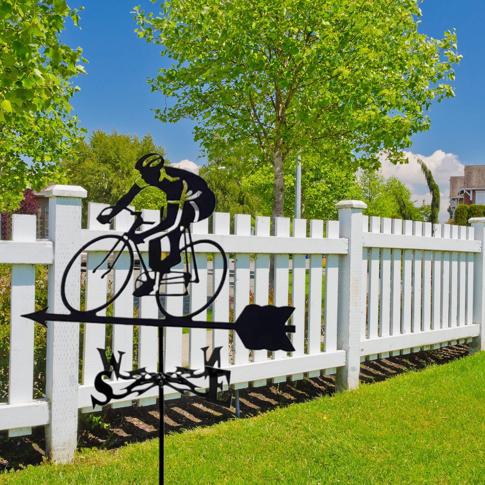 Wetterfahne | Fahrradfahrer Gartenstecker Wetterhahn,Richtungsanzeiger Dachspitze Dekoration Für Außenbereich Garten Farm Hof Terrasse