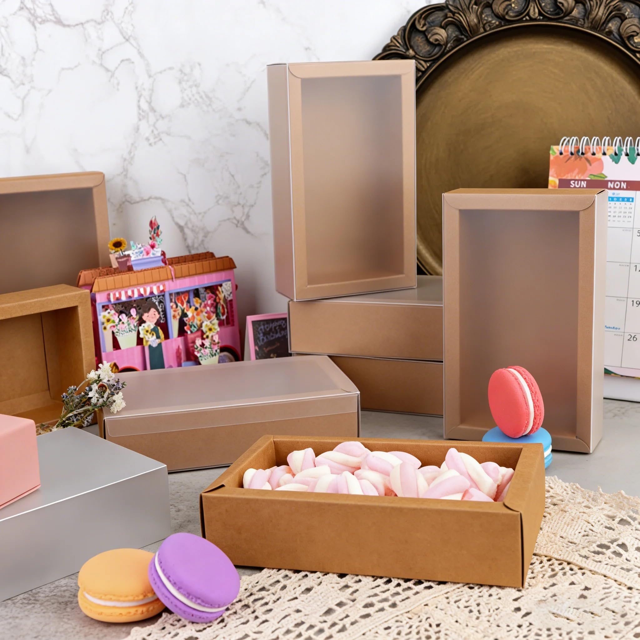Cajas de CartóN Kraft para Labiales Caja de cajones Kraft 20 piezas con ventana PVC