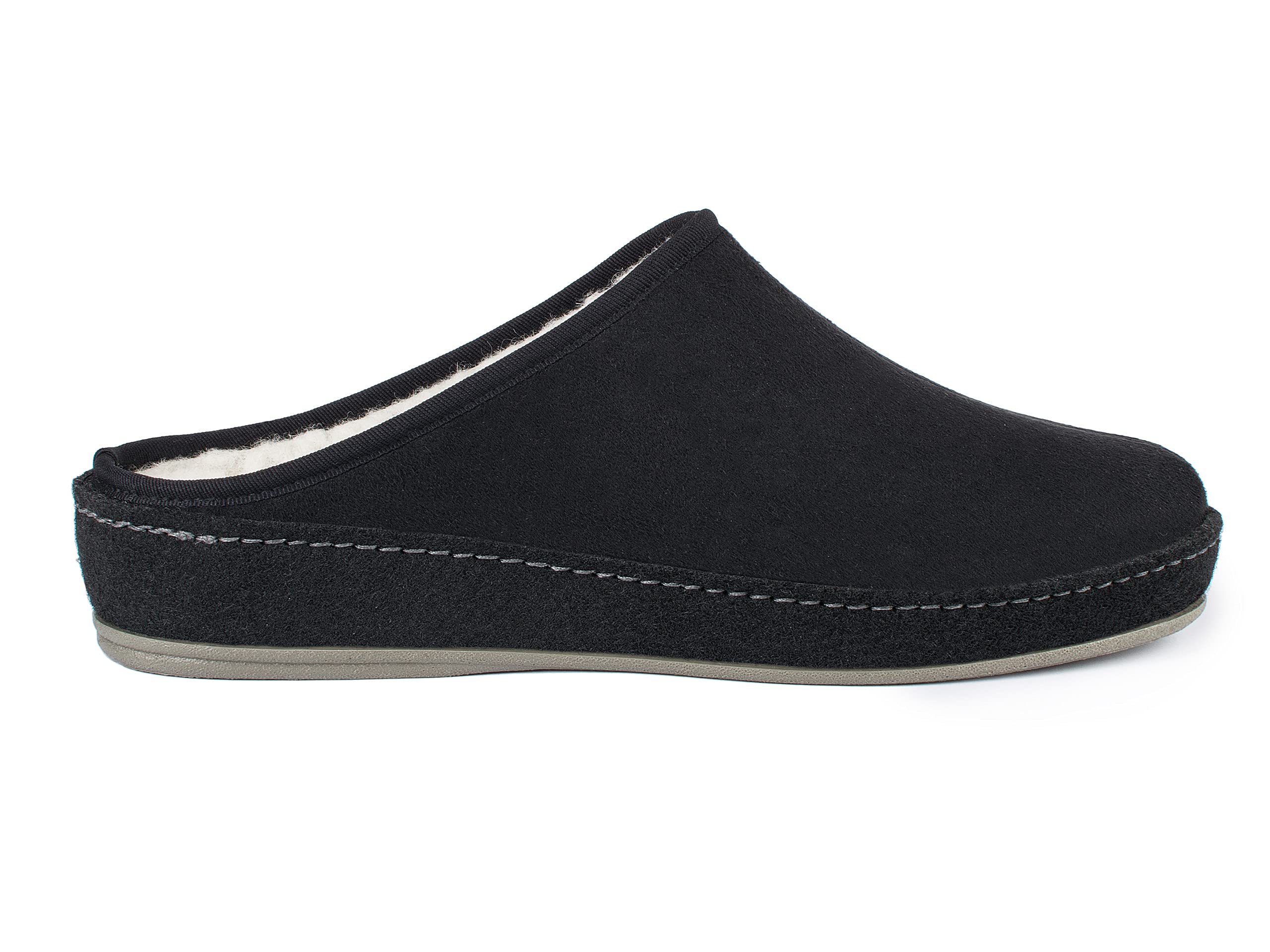 SCHAWOS Herren Filz-Pantoffel 6030 mit Schurwolle und Filzschale | Warme Schurwollfütterung, offene Form, stabile Filzschale und rutschhemmende Sohle für gemütliche Wintertage