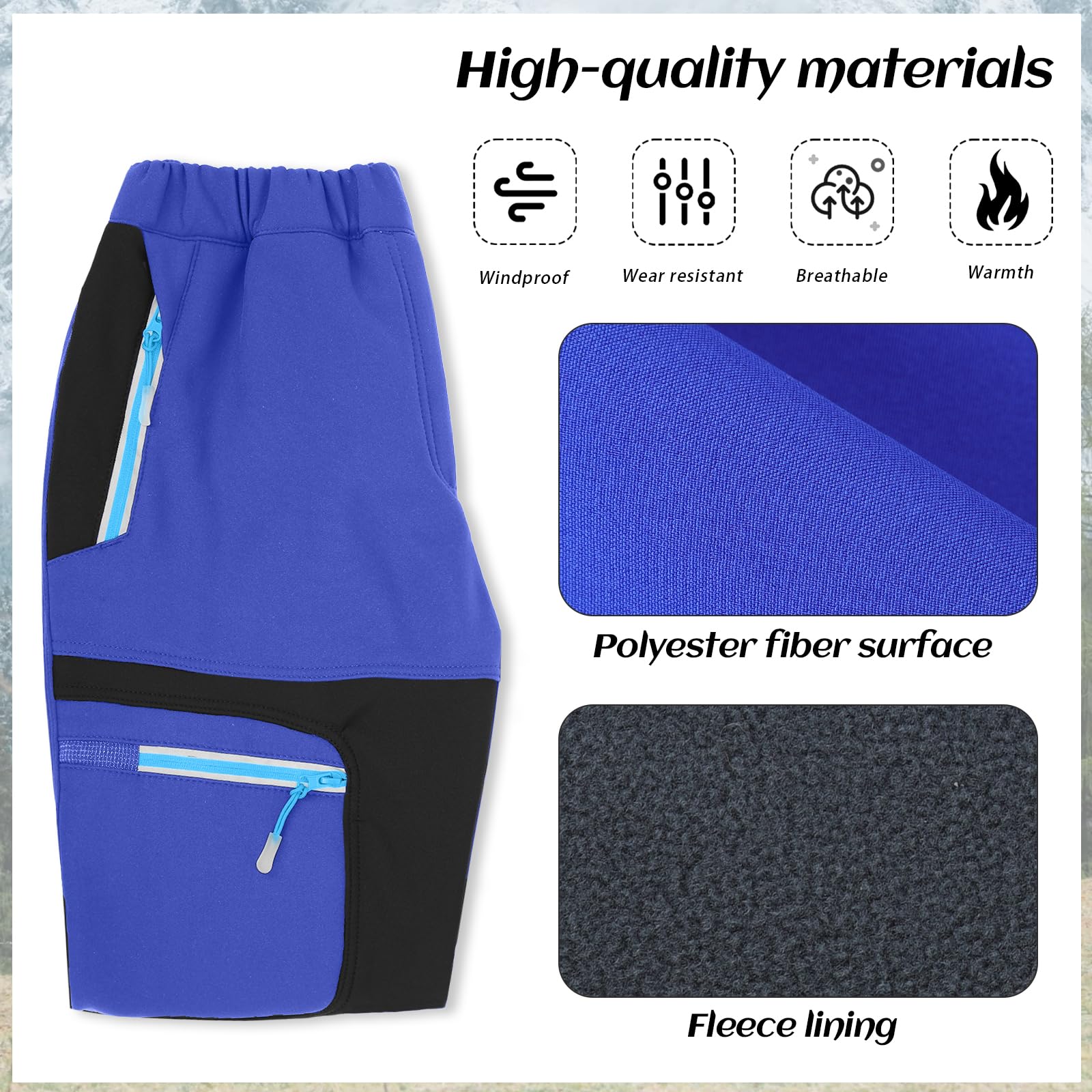 SUKUTU Pantalones Softshell para Exteriores para niños Pantalones de Senderismo para otoño e Invierno Niños y niñas para Senderismo en la Nieve cálidos y con Forro Polar