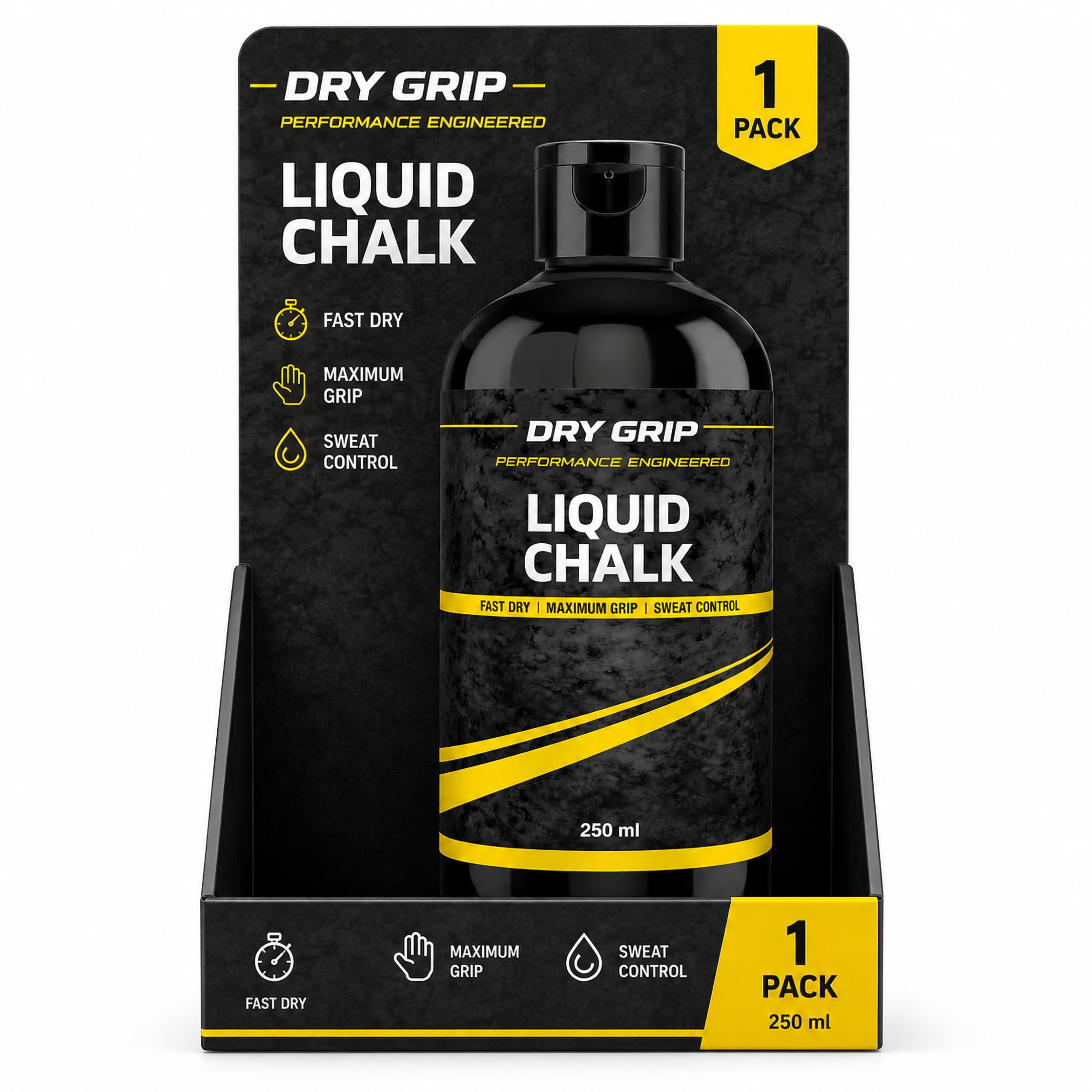 DRY GRIP Liquid Chalk for Weightlifting, Climbing, Gymnastics & Cross Training | Anti-Slip Hand Grip | Max Grip | No Mess Quick Drying Formula 250ml