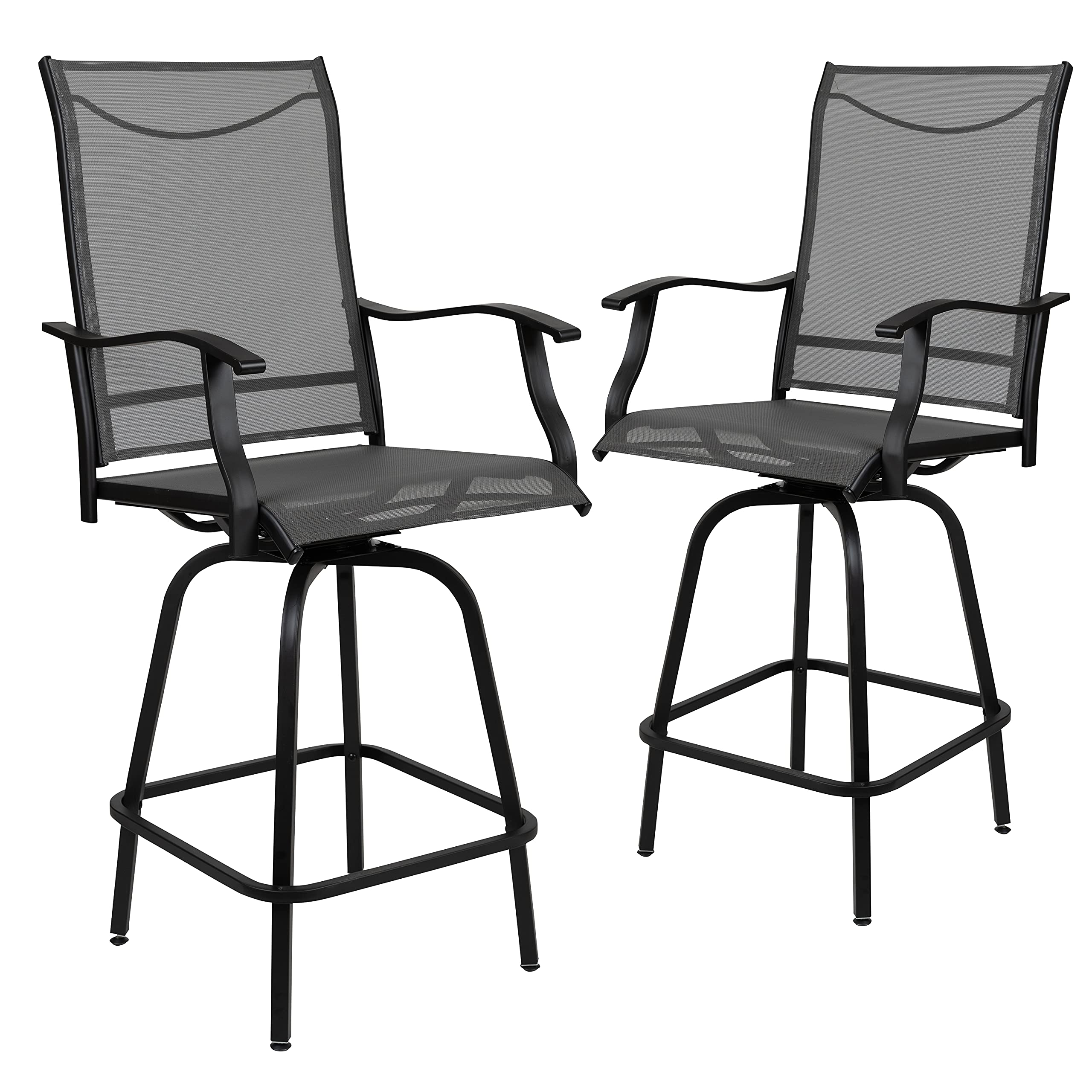 Chaises de patio haut de gamme Flash Furniture lot de 2 fauteuils gris épurés