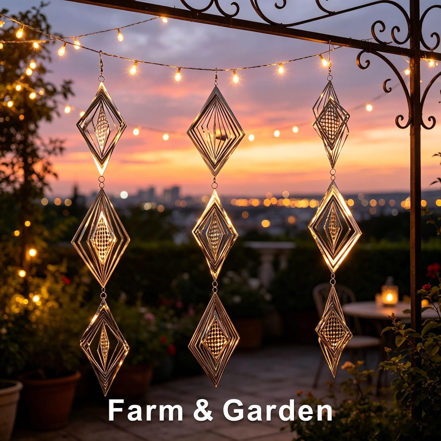 Shiny Metal Bird Reflectors Wind Spinners 360° Wind-Spinning Quiet Reflective Bird Deterrent Decor for Small Yard Orchard Bird-Prone Areas (Diamond-Shaped/Silver / 9 Pcs / 3 Set)
