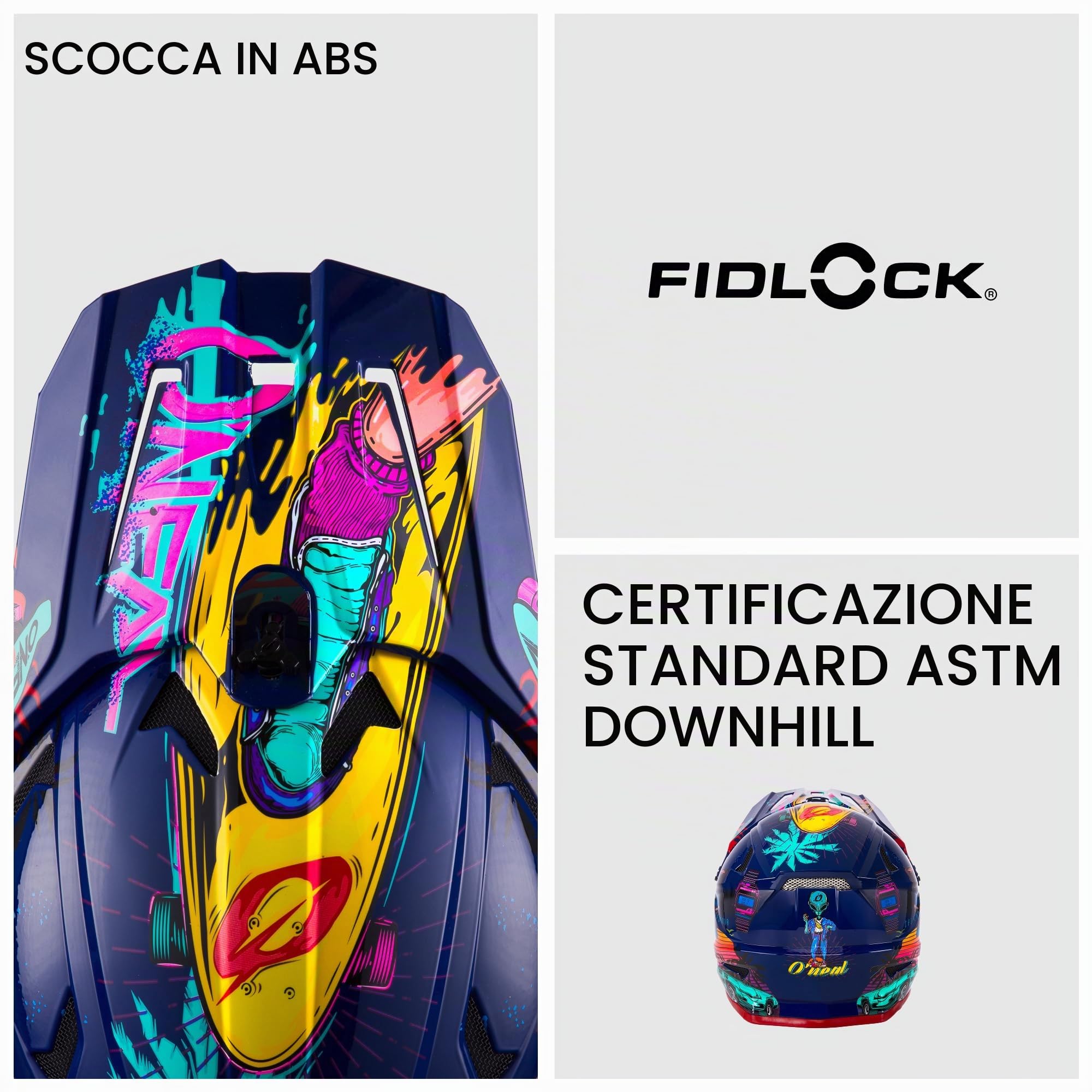 O'NEAL | Casco da mountain bike | Bambini | MTB| Calotta in ABS, Prese d'aria per una ventilazione e un raffreddamento ottimali, Standard di sicurezza EN1078 | Casco Sonus Youth Rex | Multi | Taglia L