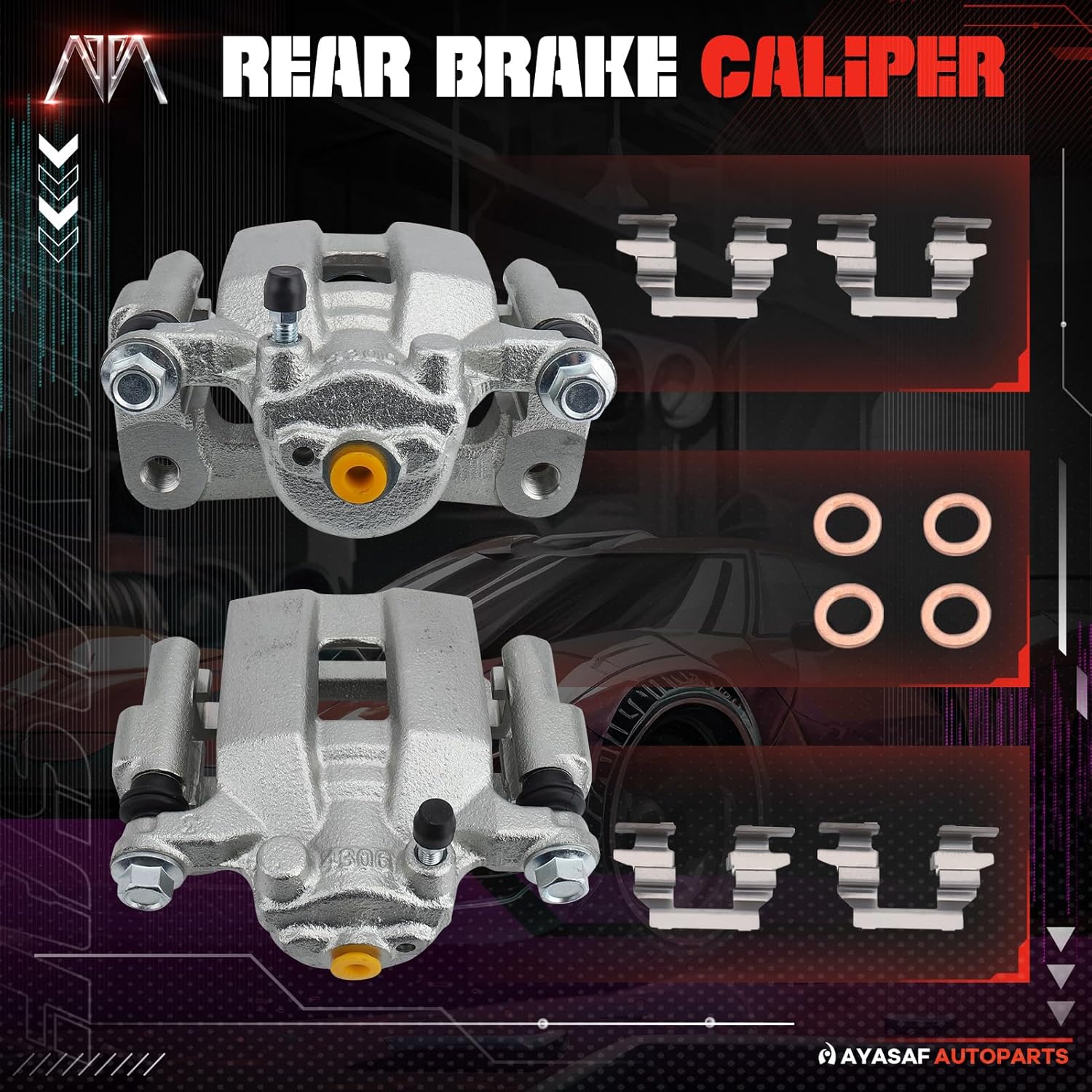 MAYASAF 19B2792A+19B2793A Rear Brake Caliper Set for NISSAN 2006-09 350Z, INFINITI 2005-08 G35/2009-10 G37/2006-09 M35/2006-09 M45 (Rear Left + Right)