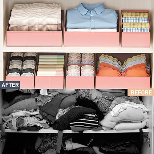 Miniatura 5 de DIMJ Organizador de cajones de ropa  Paquete de 18 contenedores organizadores de cajones de armario para almacenamiento de ropa de bebé, organizador