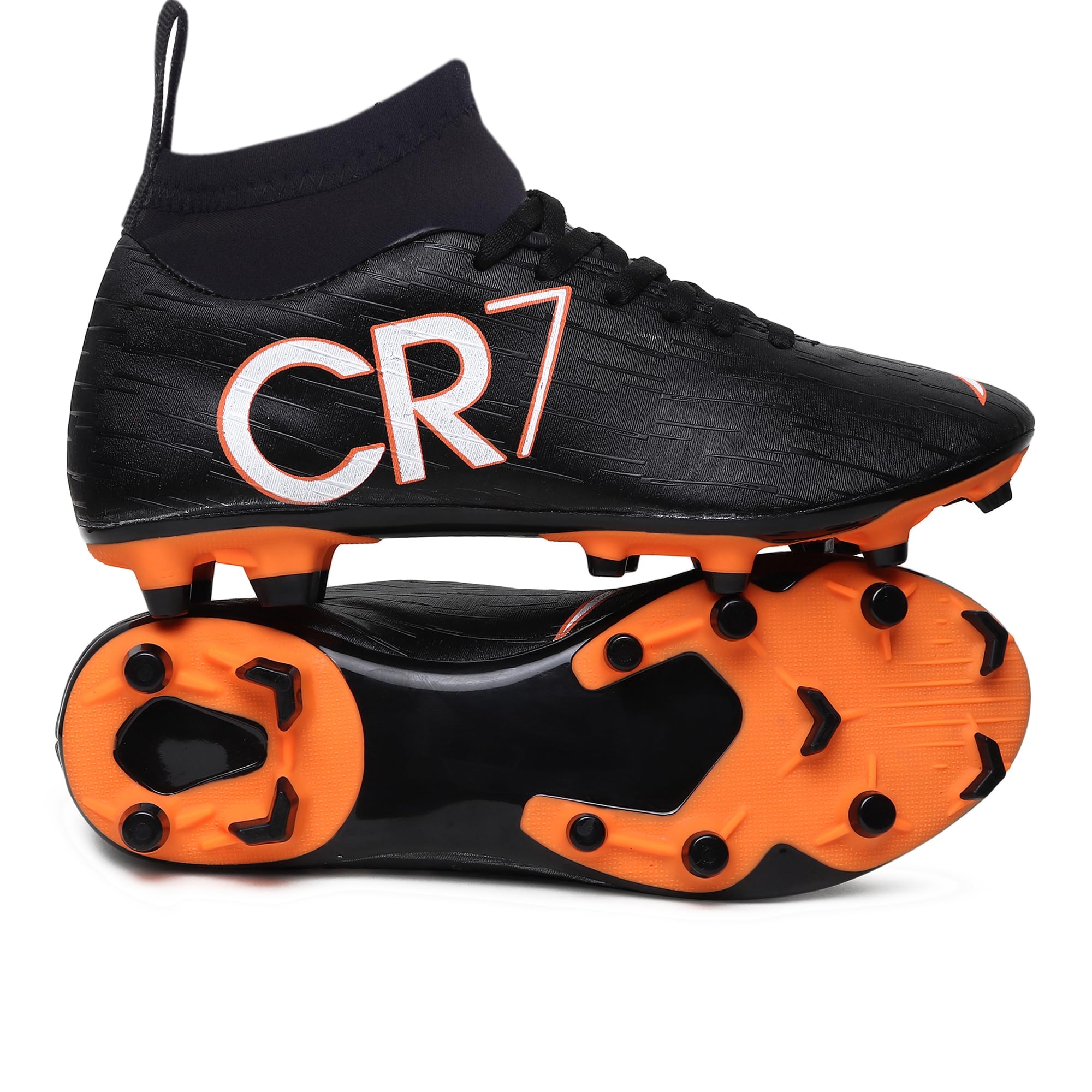 Velpro Black Orange Synthetic Turf and Hardground TPU Dual Color Sole Football Studs Shoes for Men (Size 4 to 10) (B0D9QNNCL4) Amazon Price History, Amazon Price Tracker