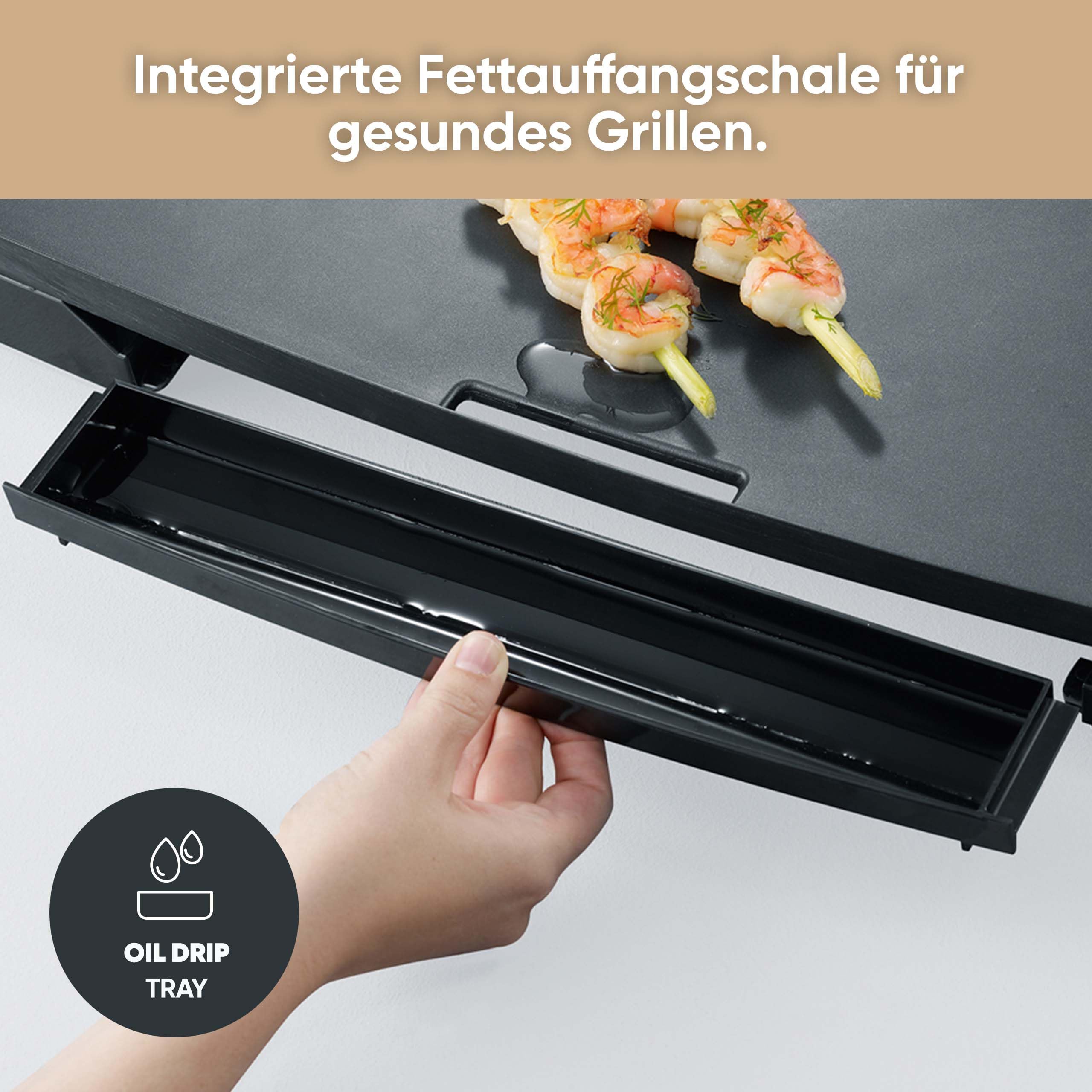 SEVERIN Tischgrill für Fleisch, Fisch und Gemüse, XXL Teppan Yaki Platte mit Antihaftbeschichtung, Elektrogrill mit Fettauffangschale und Temperaturregler, schwarz, KG 2397