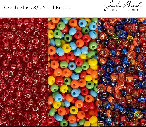 Miniatura 3 de John Bead Cuentas de cristal checo 80 con forro de plata rubí para manualidades de joyería, vial de 0.81 oz