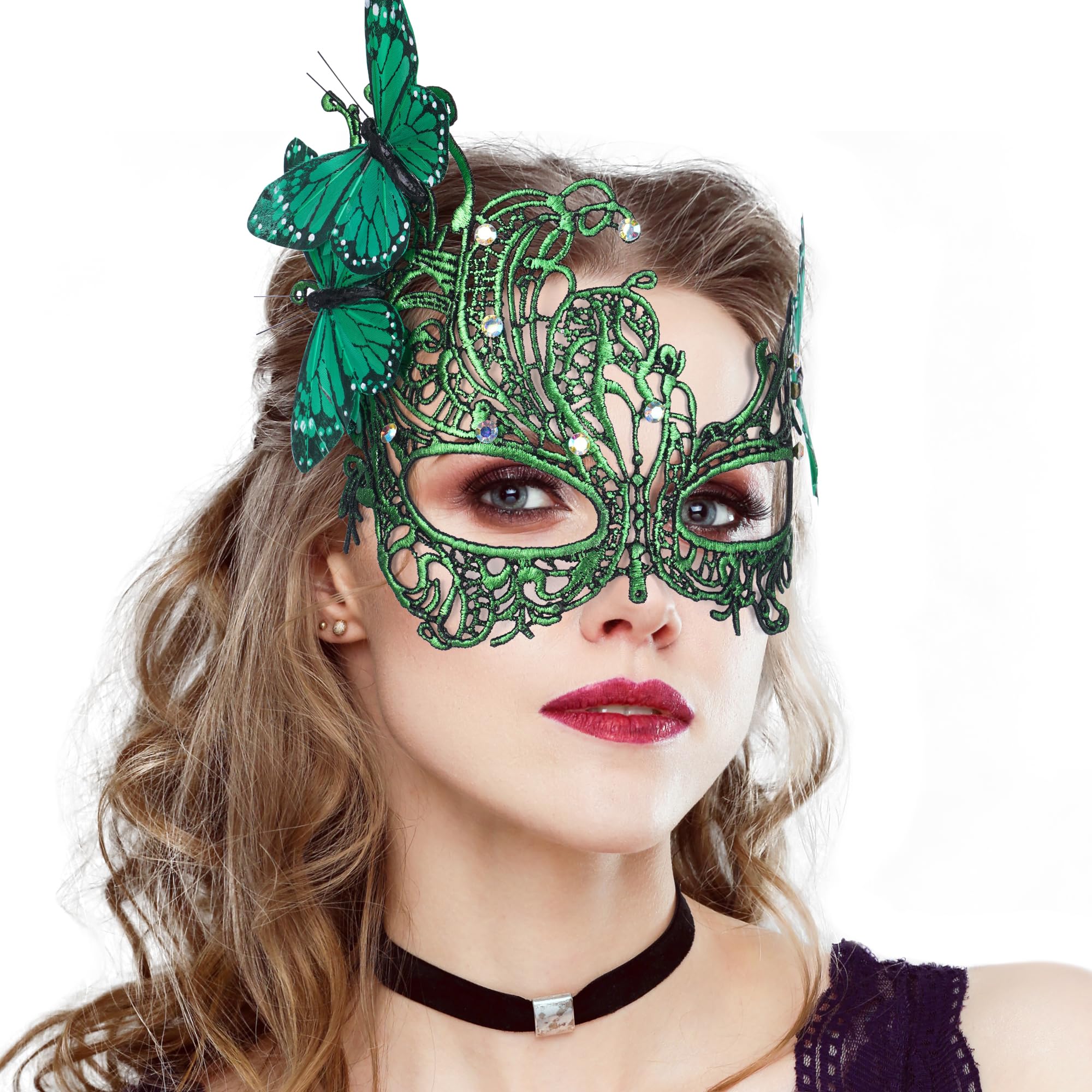 ETOFETE Halloween Butterfly Masquerade Masks for Adult Women Lace Half Face Mask Fancy Dress Cosplay Proms Carnival Accessory Costume - Image 2