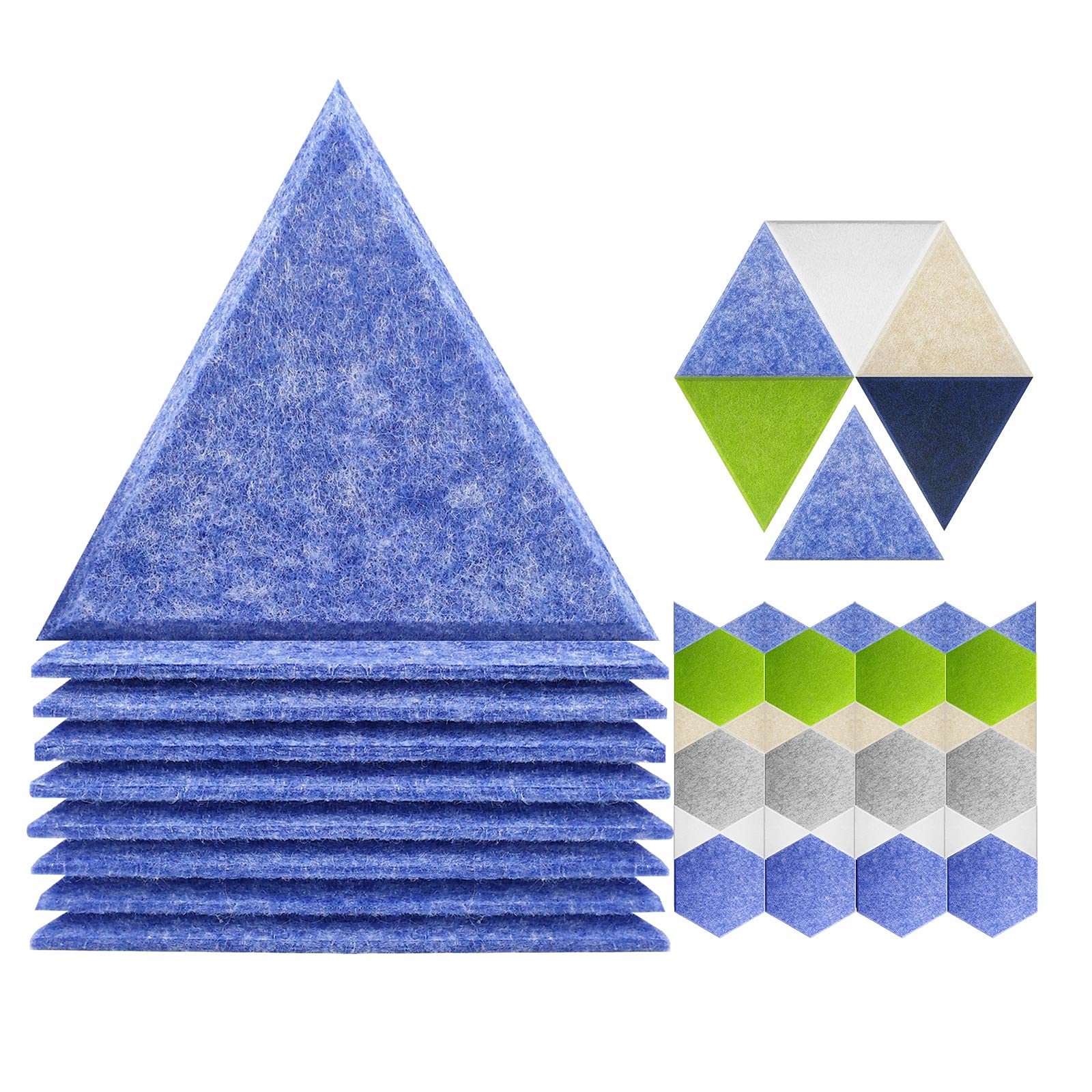 JBERÃ‚ 24Ã‚ PackÃ‚ AcousticÃ‚ Panels,Ã‚ SoundproofingÃ‚ WallÃ‚ Panels,Ã‚ HighÃ‚ DensityÃ‚ BeveledÃ‚ SoundÃ‚ AbsorbingÃ‚ Panels,Ã‚ TriangleÃ‚ WedgeÃ‚ 6.83" X 5.9" X 0.4"Ã‚ SoundÃ‚ InsulationÃ‚ tilesÃ‚ -Ã‚ Sea Blue