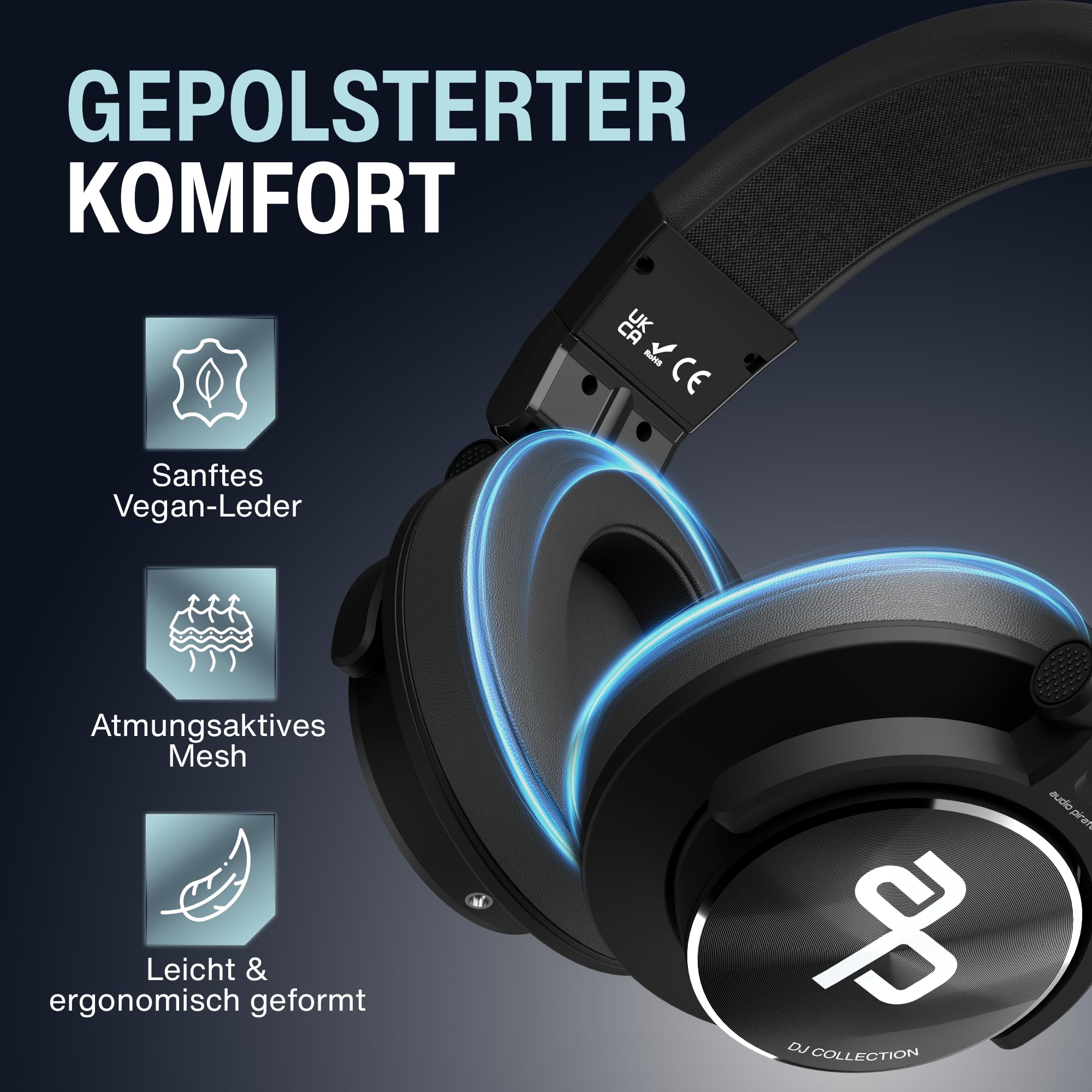 audio pirates John DJ | DJ-Kopfhörer für Club & Disco | sehr pegelfest & robust | Case | DJ-Sound, Nicht HiFi | 3J. Garantie | 3m Kabel & 3,5/6,3 mm Klinke-Adapter | PC-Kopfhörer | DJ-Kopfhörer (1)