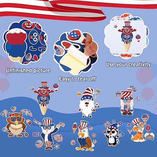 Miniatura 4 de Calcomanías de Pascua para niños, 48 calcomanías de huevo de conejito de NOVWANG para hacer una cara, calcomanías de bricolaje para hacer tus