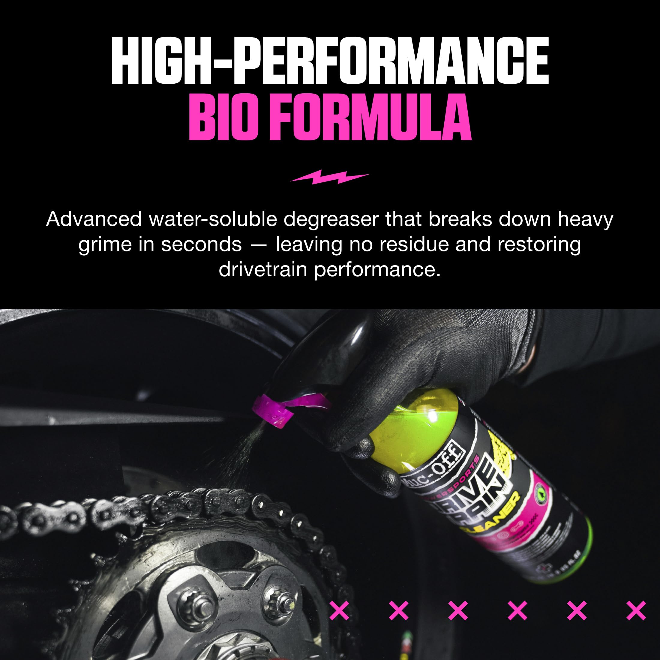 Muc-Off Detergente per Trasmissione Moto, 500 Millilitri - Spray Sgrassante Biodegradabile per Tutti Gli Usi - Adatto per Motocicli, Quad e ATV