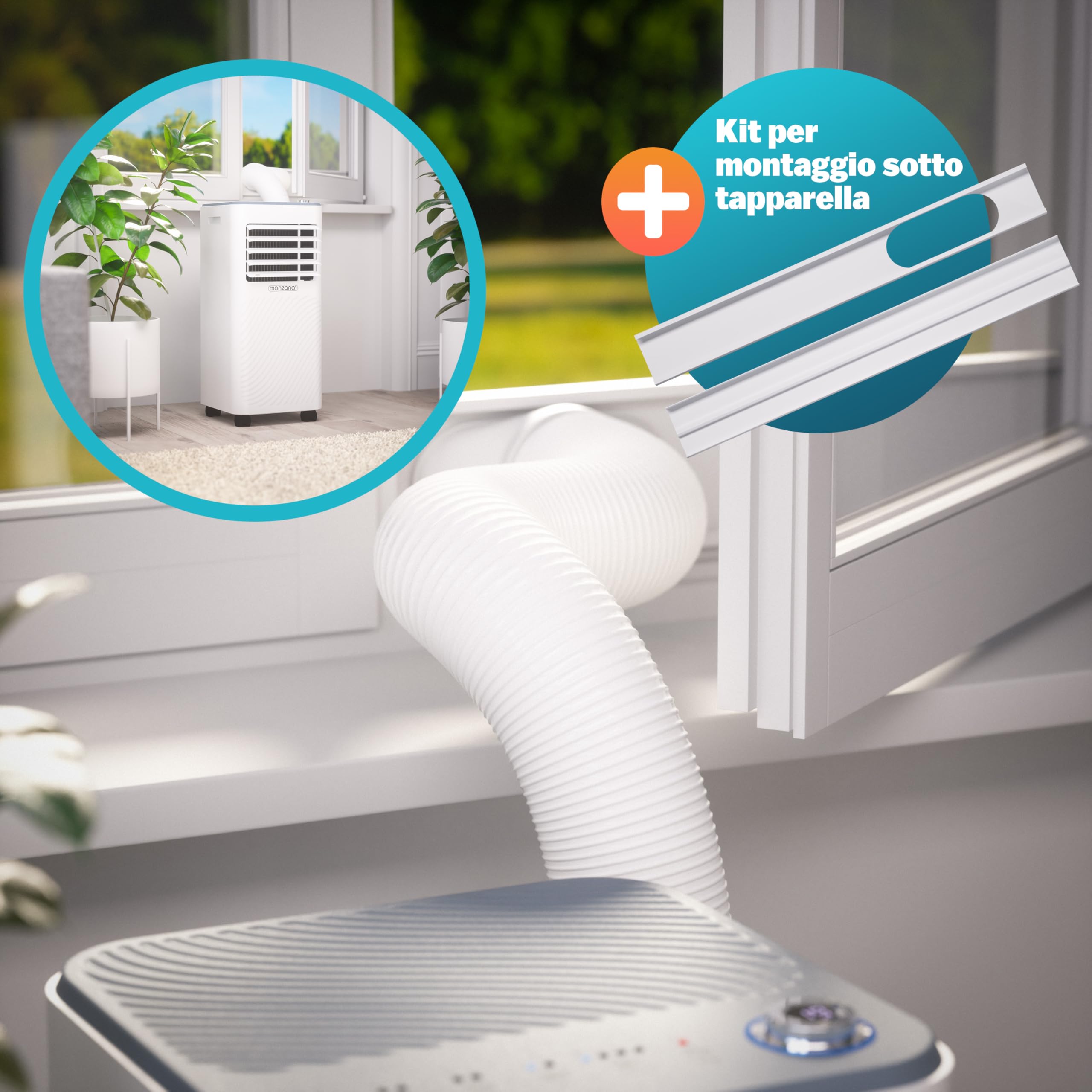 MONZANA® Condizionatore d'Aria Mobile 7000BTU 3in1 750W Timer Telecomando Deumidificatore Climatizzatore Raffreddatore