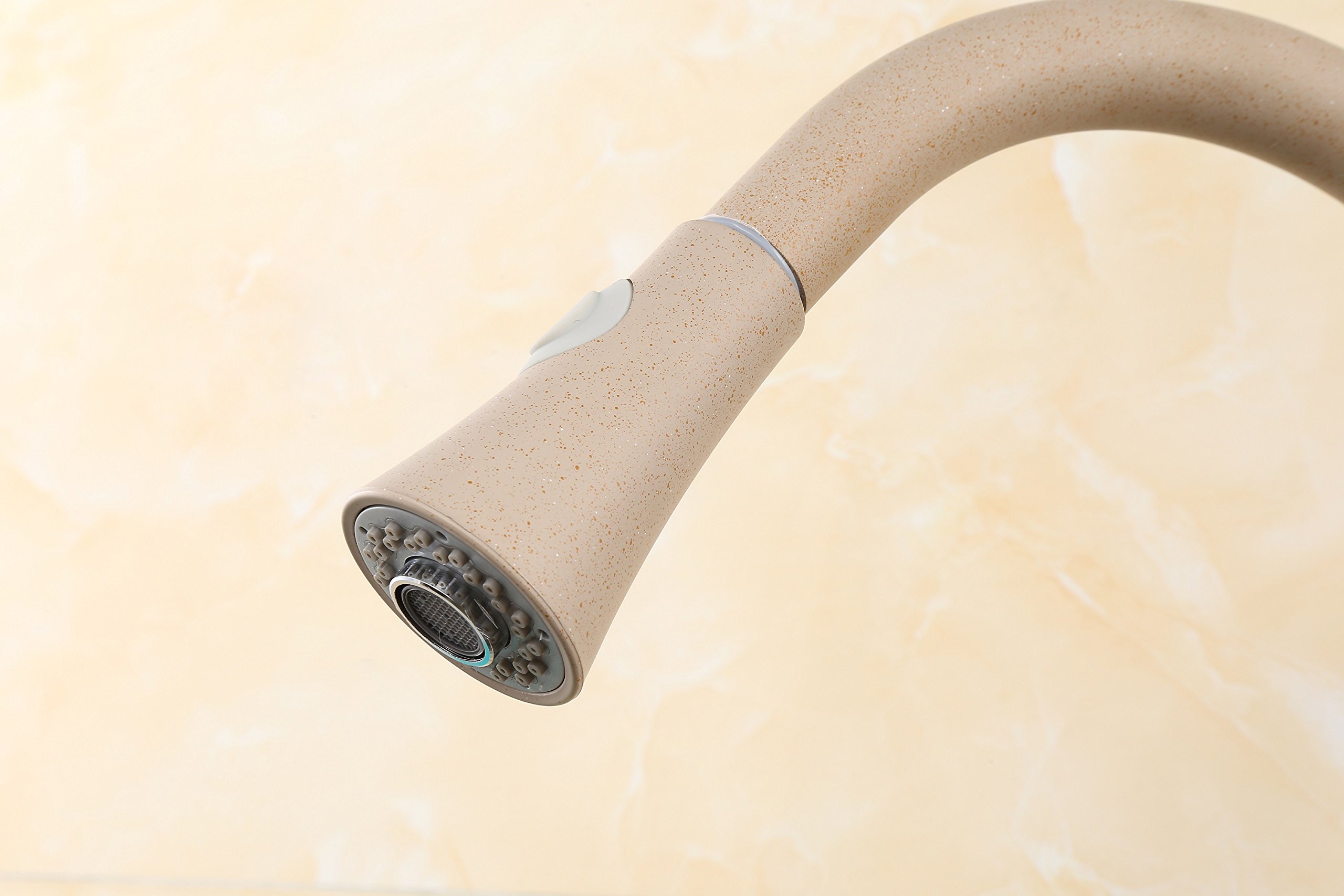 ZXC Hochdruck Profi Küchen Armatur Einhand Mischbatterie mit ausziehbarer Brause in Granit Beige