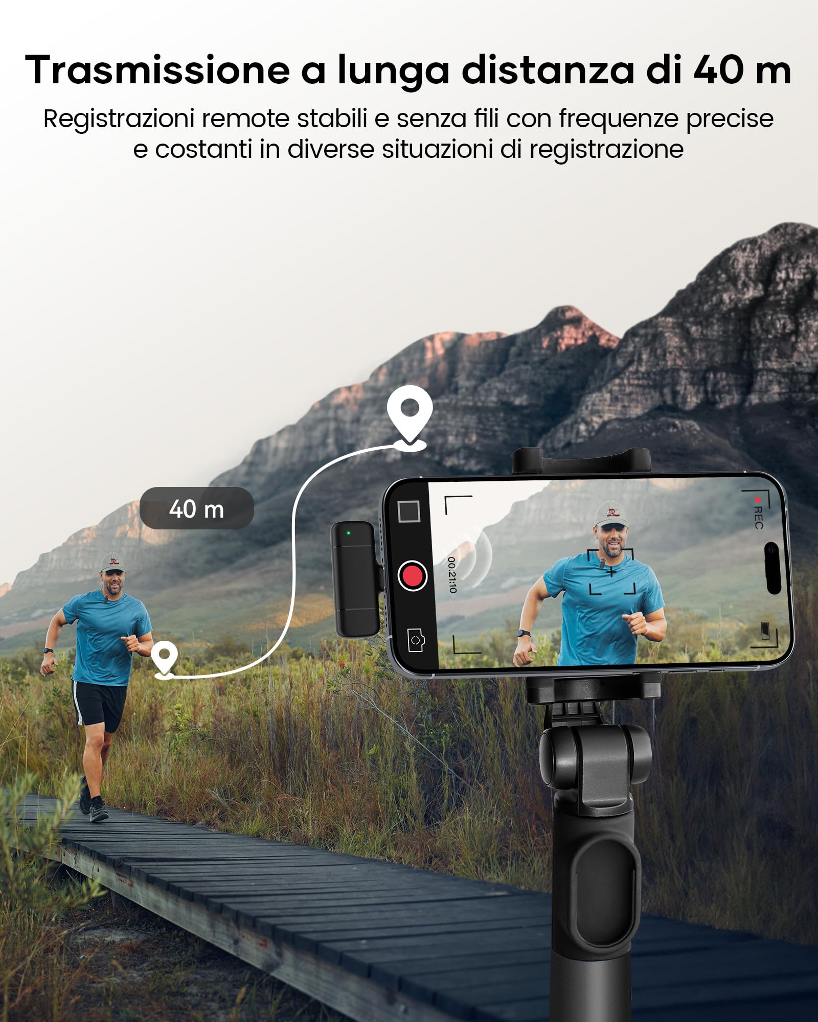 KUKIHO Microfono Lavalier Wireless con Custodia di Ricarica, microfono per video social Cancellazione del Rumore, Telecomando da 40m mini microfono per iPhone & android