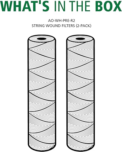 Miniatura 2 de AO Smith AO-WH-PRE-R2 - Cartucho de repuesto para filtro de agua de sedimentos de 35 micrones, 2.5 x 10 pulgadas, paquete de 2, para sistemas de