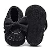 Bebila Double Bow Fringe Baby Moccasins – Soft Sole Baby Shoes Girls Toddler Crib Flats