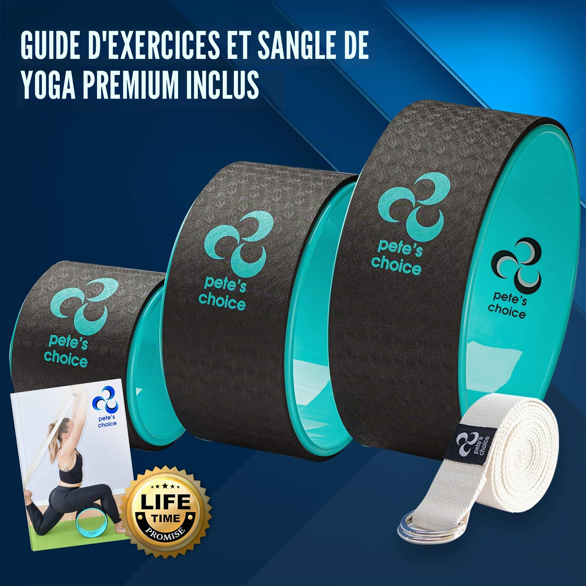 Roues de Yoga, Pack de 3 – Perdez du Poids, Retrouvez la Forme et Ayez une Belle Silhouette Grâce à Notre Pilates Wheel – Améliorez Votre Posture en Faisant du Yoga à Domicile