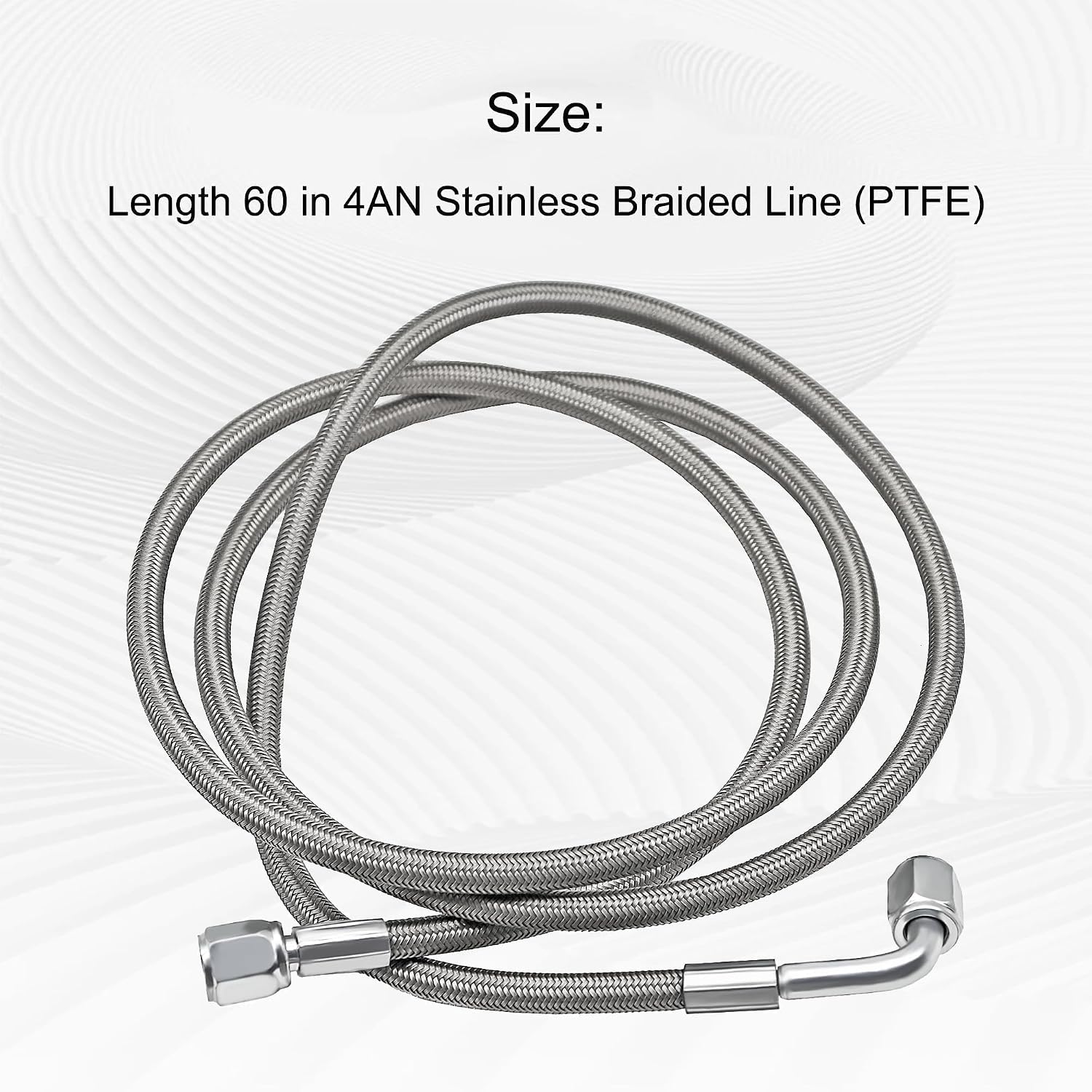 551871 60 Inch Length Billet Steel Braided Turbo Oil Feed Line 4AN 90 Degree Straight Hose Straight PTFE line straight Hose End Pressure Stainless Remote Turbocharger