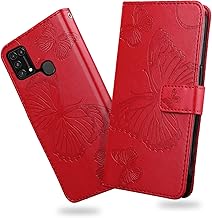 Case for Galaxy M31, Wallet PU Leather Case for Samsung Galaxy M31, Shockproof Book Cover with Card Slots, Red