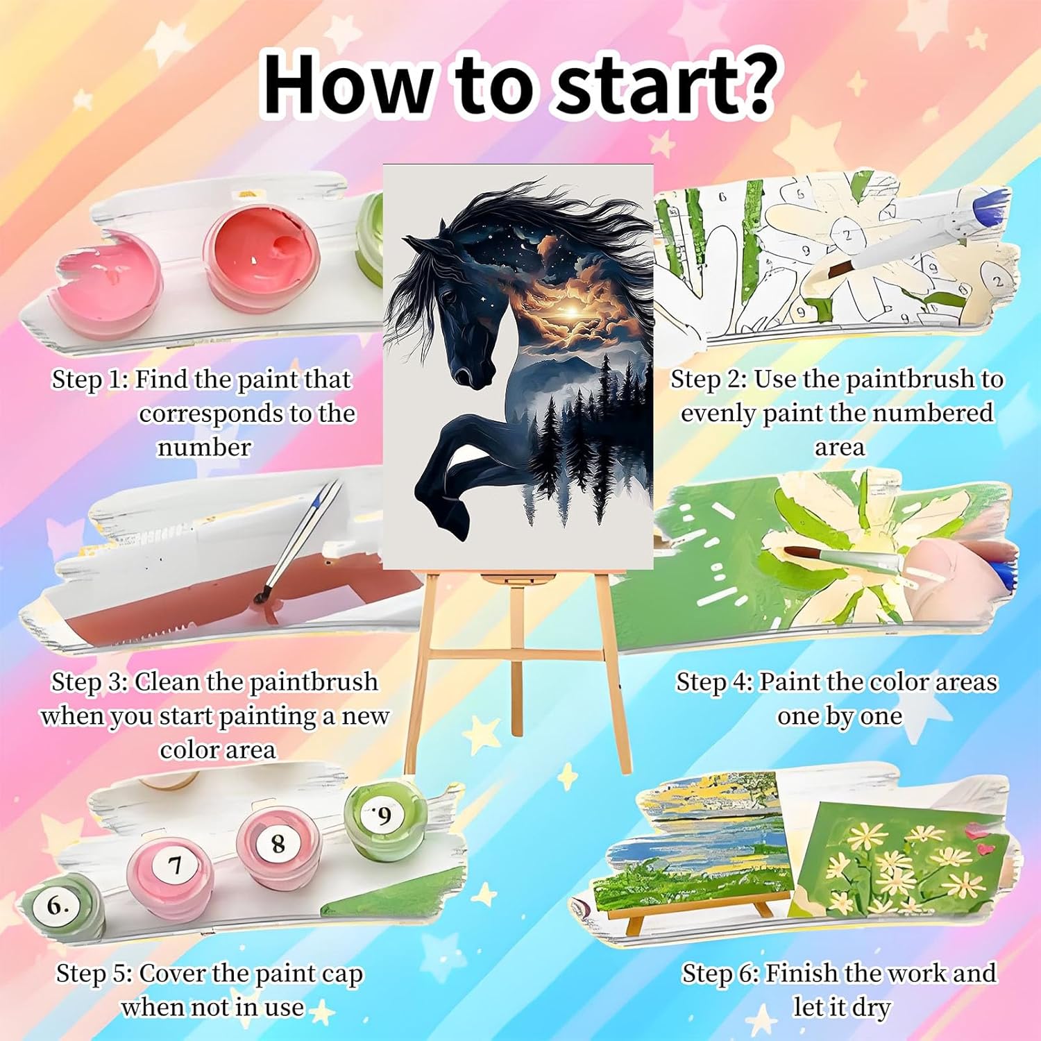 4 Pack framed Paint by Numbers Kit for Adults Beginners-Animals Adult Paint by Number Kits on Canvas framed, Forest Animals Acrylic Oil Painting Kits for Adults for Gift Home Decor(8x12inch)