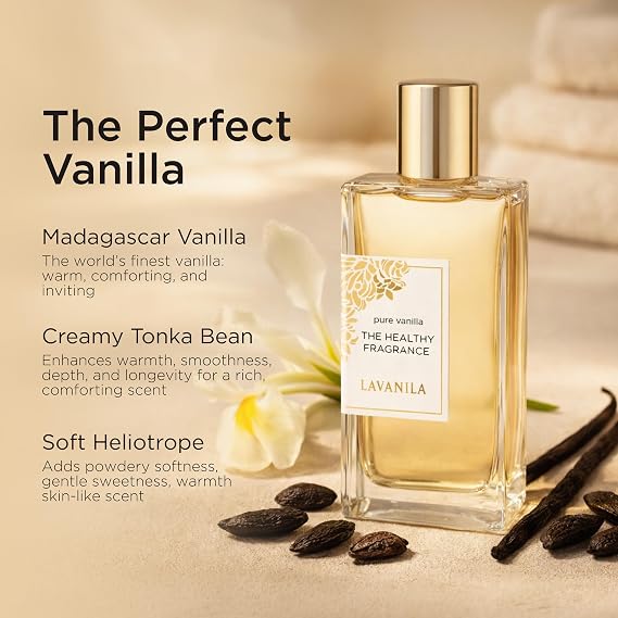 Lavanila Pure Vanilla Perfume Set for Women, 1.7 Fl Oz + 0.32 Fl Oz Clean Vanilla Perfume, Long Lasting Womens Eau de Parfum with Madagascar Vanilla Natural Fragrance, Womens Fragrances