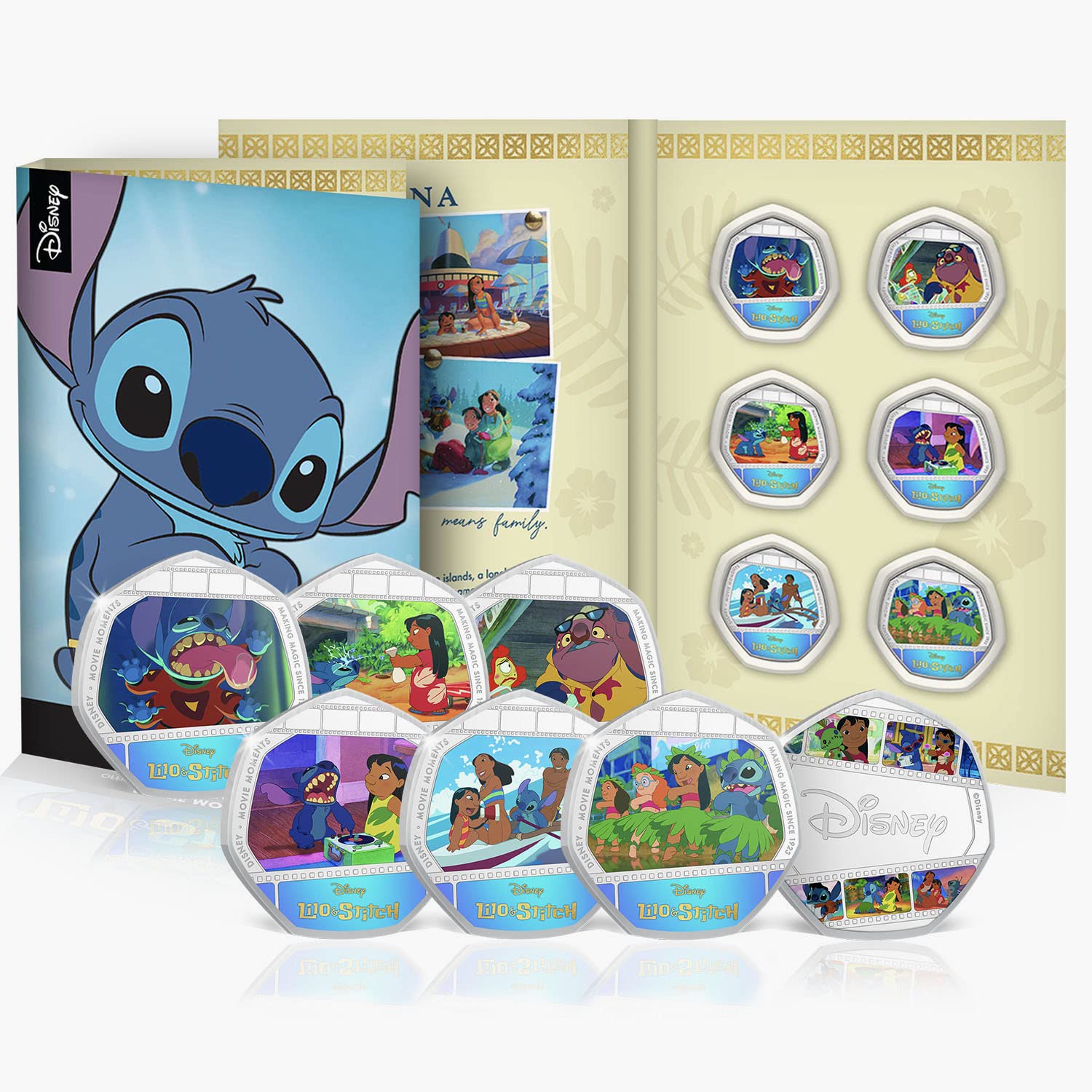 The Koin Club Disney Gift Lilo & Stitch Movie Moments 6 Silver Coin Collection Limited Edition