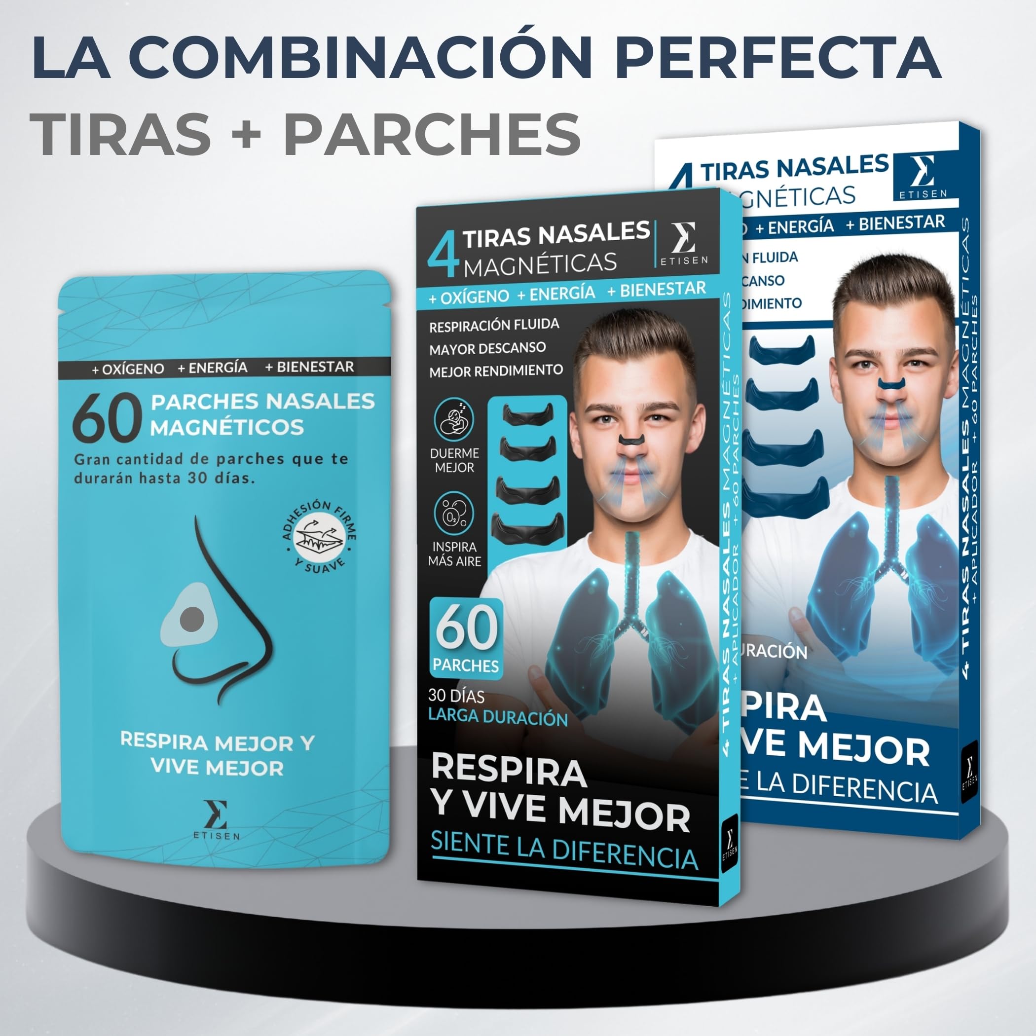 Recambios Tiras Nasales Magnéticas – 60 Parches Adhesivos Transparentes (30 Días) – Repuesto Dilatador Nasal para Respirar Mejor, Dormir y Deporte, Antironquidos