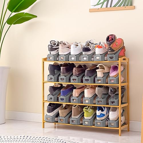 Miniatura 2 de Organizador de ranura para zapatos de una sola pieza, paquete de 10 apiladores que ahorran espacio para armario, entrada y zapatero  No necesita