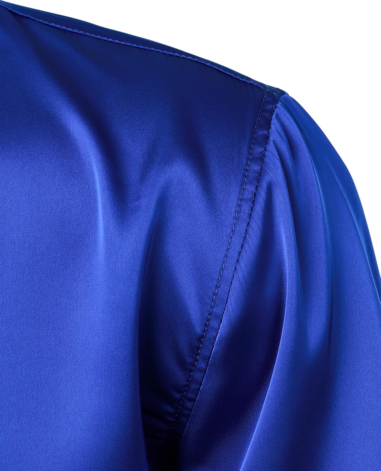 ZEROYAA Men's Hipster Shiny Silk Satin Shirt Regular Fit Short Sleeve Casual Button Down Dress Shirts for Summer Party - Image 4