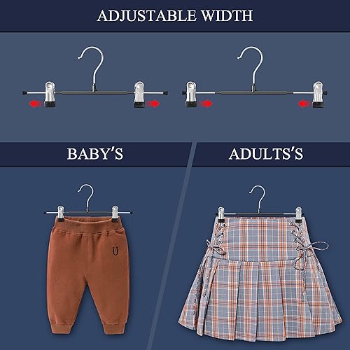 Miniatura 3 de Perchas para pantalones con clips, paquete de 10 perchas ajustables para falda para mujer, perchas antideslizantes para pantalones de mezclilla,