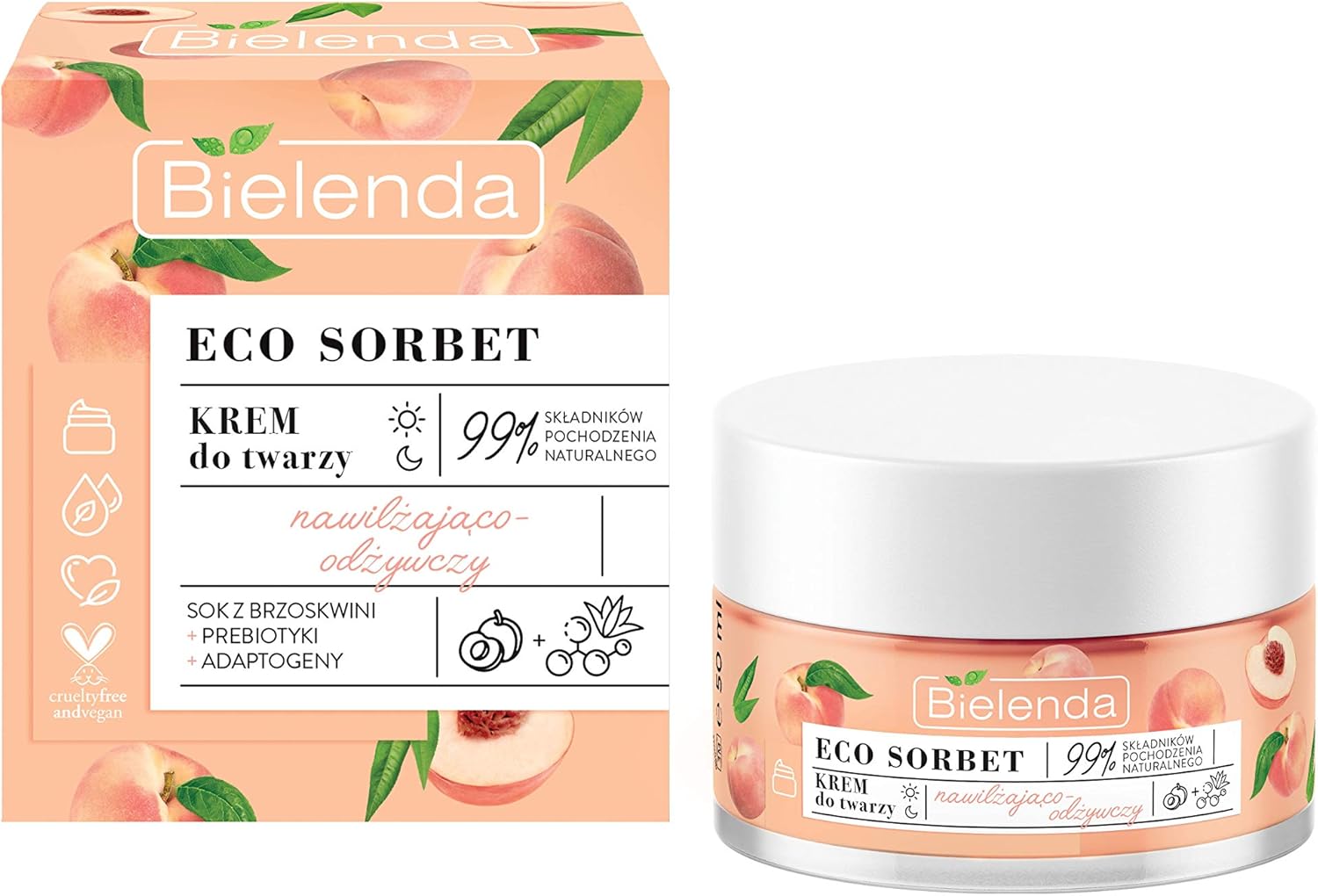 Bielenda - ECO SORBET - Moisturizing & Nourishing Face Cream - Moisturizing and nourishing face cream - Peach - 50 ml - Image 3