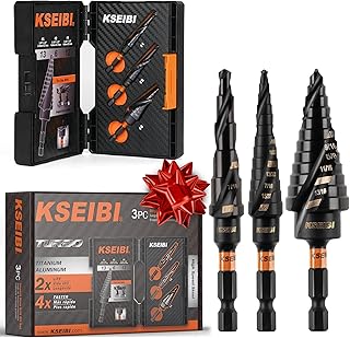 KSEIBI Unibit 3-Piece High-Speed Steel Step Drill Bit Set - for Stainless Steel, Aluminium, Wood