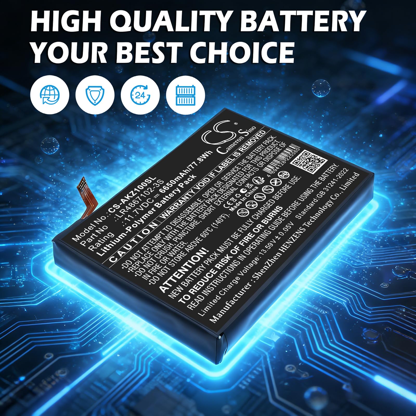 TECHTEK Bateria 6650mAh kompatybilny z [AOKZOE] A1 Pro, A1L, A2 zastępuje LR4867102-3S