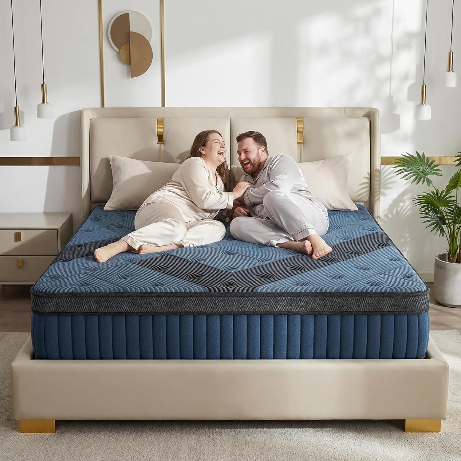 14″ King Hybrid Mattress with Breezpet Layer– Cooler, Quieter & Deeper Comfort, Airflow Foam + Pocket Coils, 2″+ Plush Cushion, Heavy-Duty Support, CertiPUR-US Suitable for Over 230 lbs