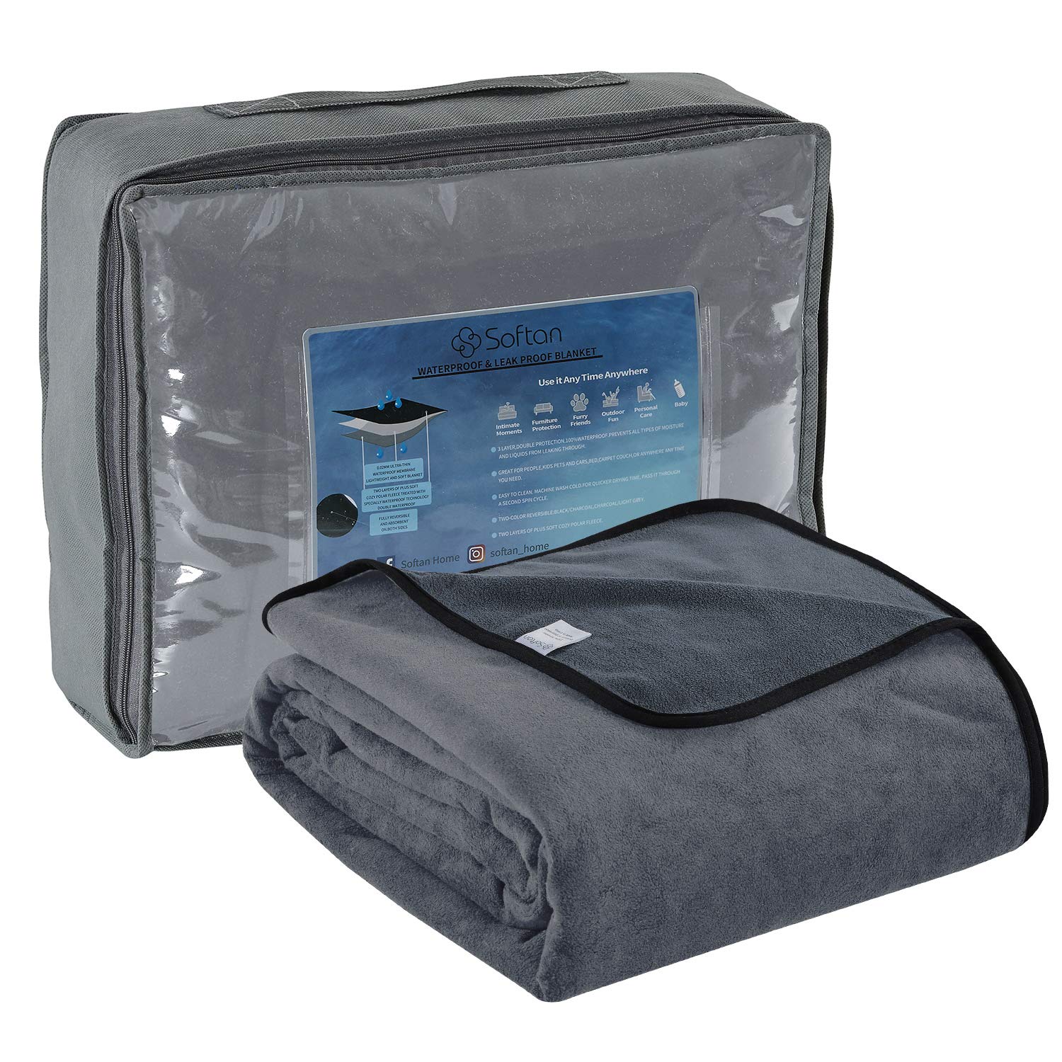 wasserdichte Decke 230x230cm - Liebesdecke wasserdicht mit 3-lagigem Nassschutz, 100% auslaufsicher tagesdecke für Baby, Erwachsene & Haustiere, geeignet für Bett & Sofa, leicht zu reinigen