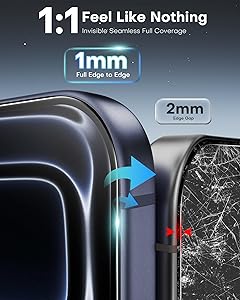 OMOTON Privacy Screen Protector for iPhone 17 Pro [Auto-Dust Removal], Tempered Glass with 9H+ Hardness & 12FT Military Grade Shatterproof, 100% Anti-Spy, Full Coverage Protection, 2 Pack