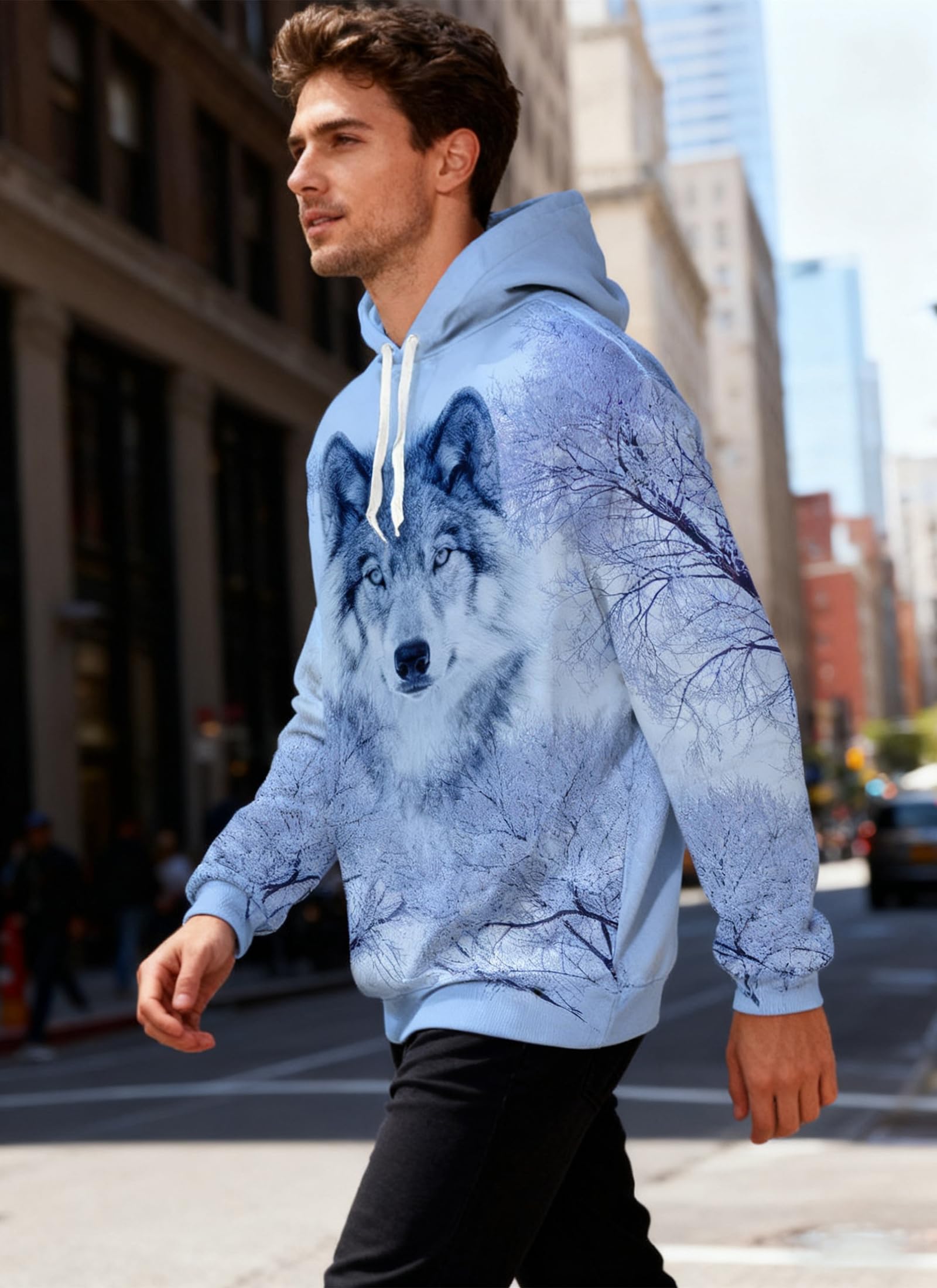 Fanient Sweat à Capuche en Polaire pour Homme et Femme Imprimé Fantaisie 3D Manches Longues avec Capuche pour Homme et Femme
