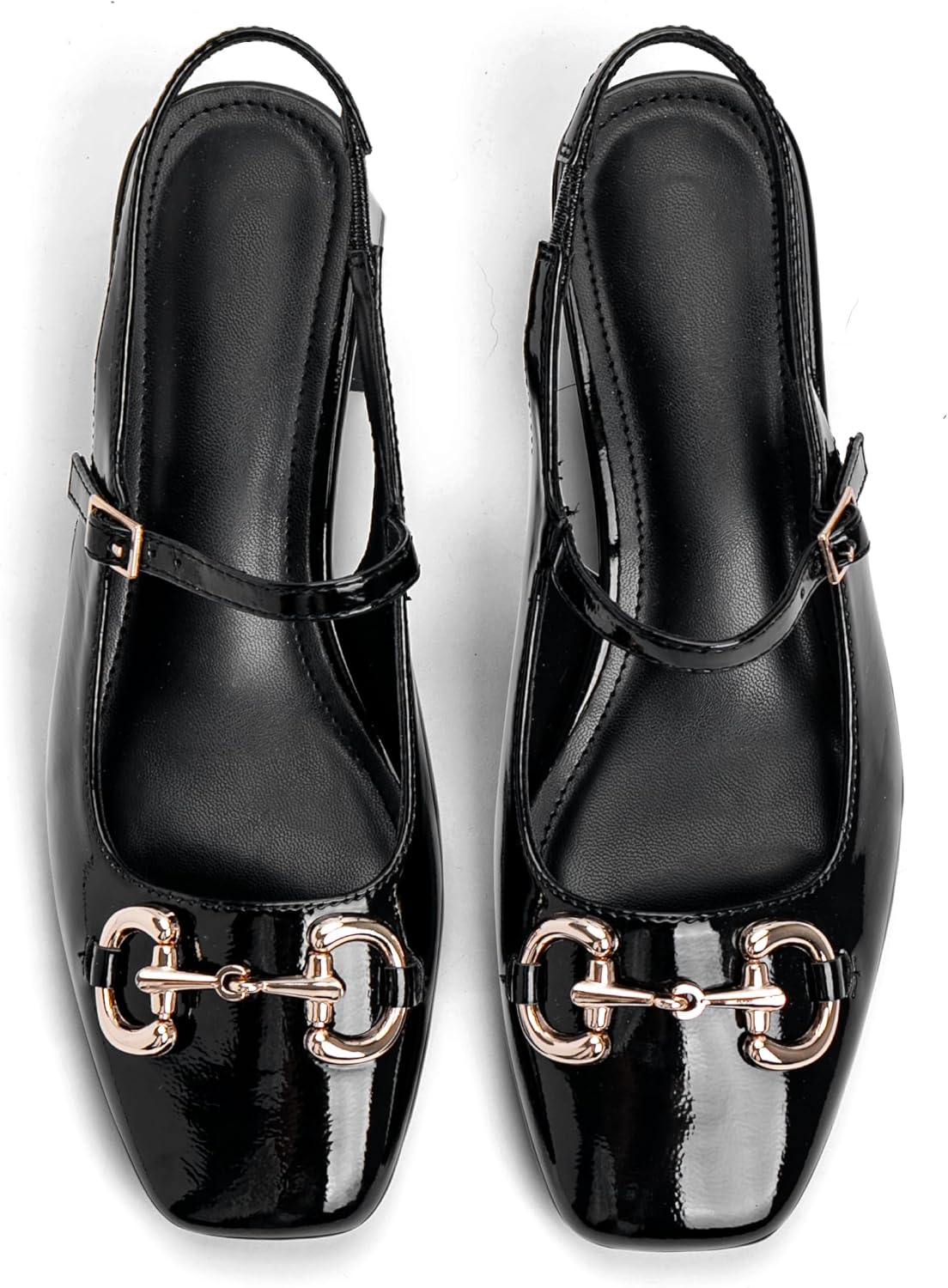 Slingback Mary Janes Shoes Women Closed Square Toe Pumps Low Chunky Heel Shoes with Buckle Ankle Strap Casual Party Dessy