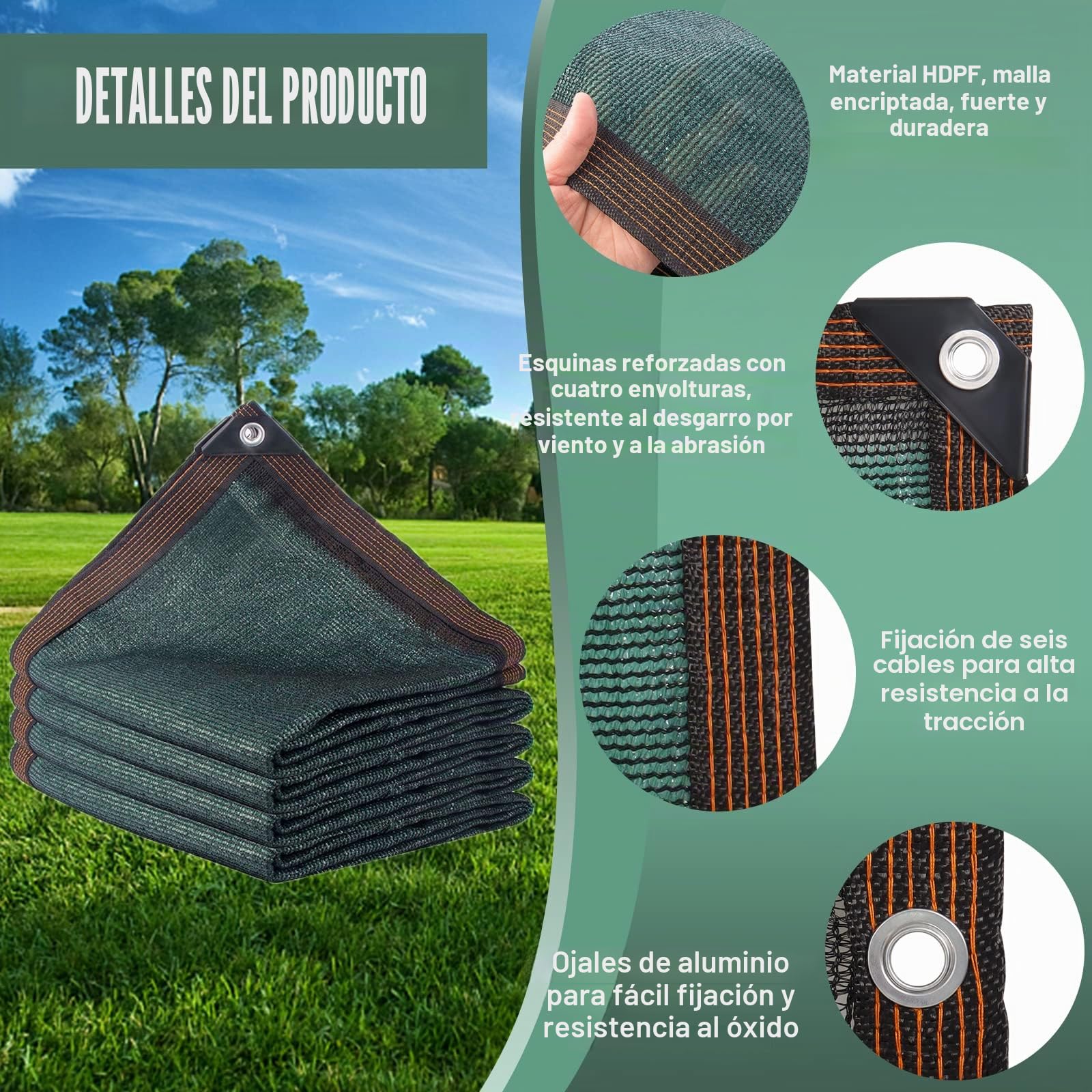Valla Malla, 2mX10m, Malla Cortavientos Estable, 130 g/m², Malla de Malla, 90% HDPE, para Uso Exterior, Resistente a los Rayos UV, Resistente al Desgarro, Cortavientos, con Sujetacables y Ojales