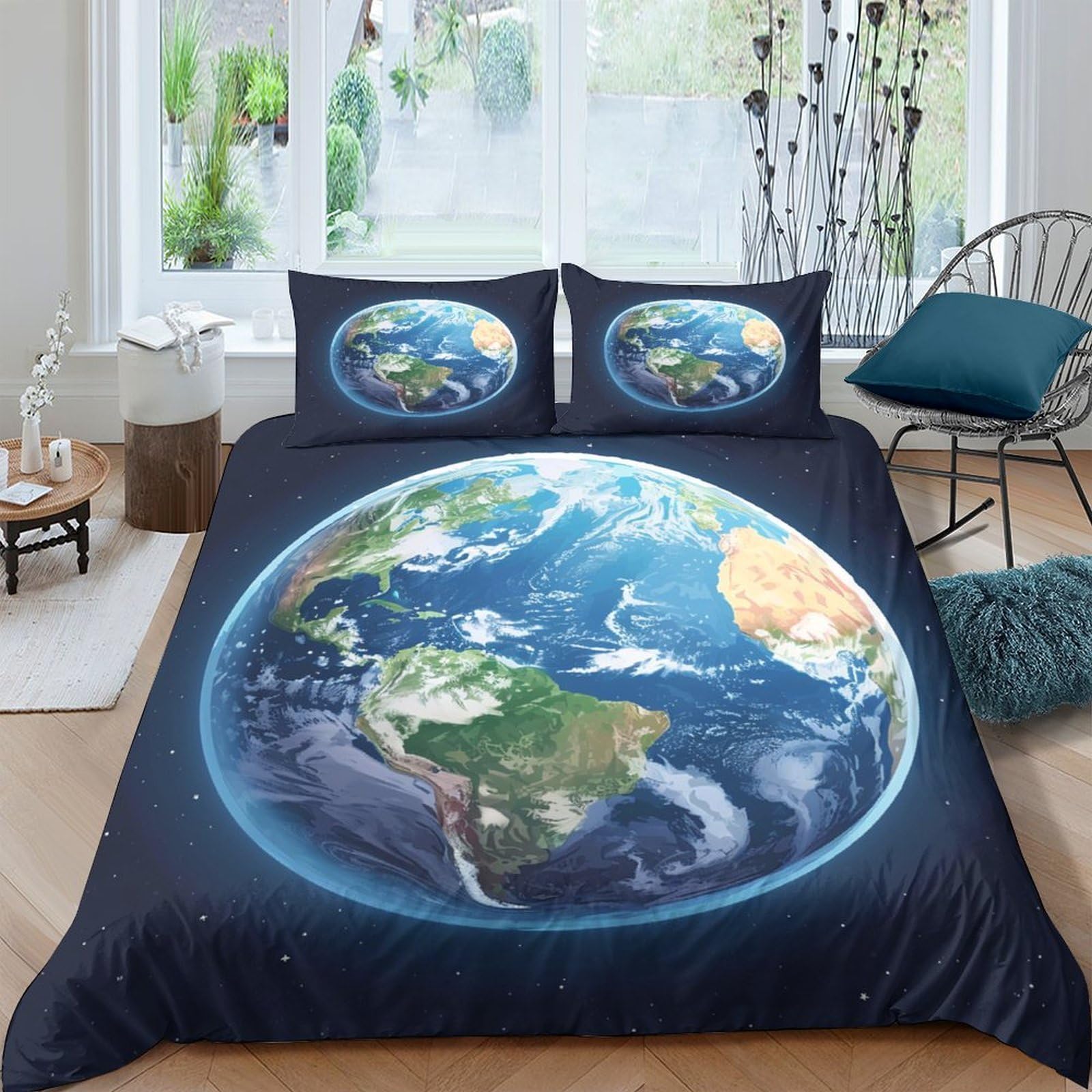 Ctjqhvkz Style-7 3D Printed Earth Planet Fitted Sheet Microfiber Soft Breathable Universe Mattress Cover For Bedroom Dorm Decorative Use Single（135X200cm）