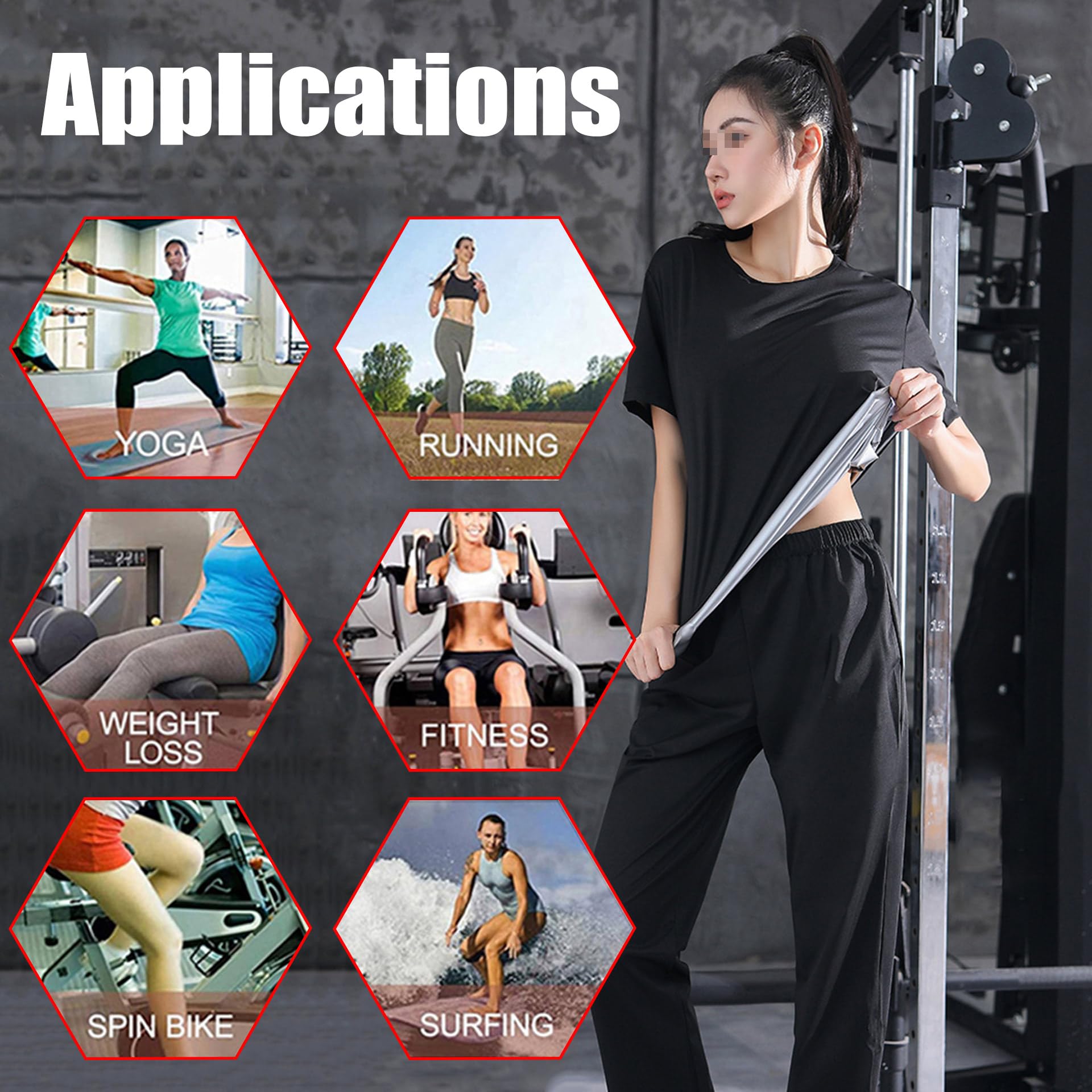 Traje Sauna Mujer Adelgazante, Trajes De Sudoración, Fajas Reductoras Mujer Adelgazantes, Trajes De Sudor Fitness Yoga Running Gimnasio, Conjunto De Pantalón Superior