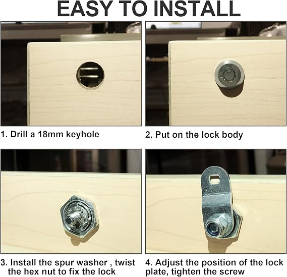 3 Pack Cabinet Locks with Keys, 5/8 Cam Lock, RV Compartment Storage Locks RV Locks for Storage Door Drawer Tool Box Locks, Zinc Alloy