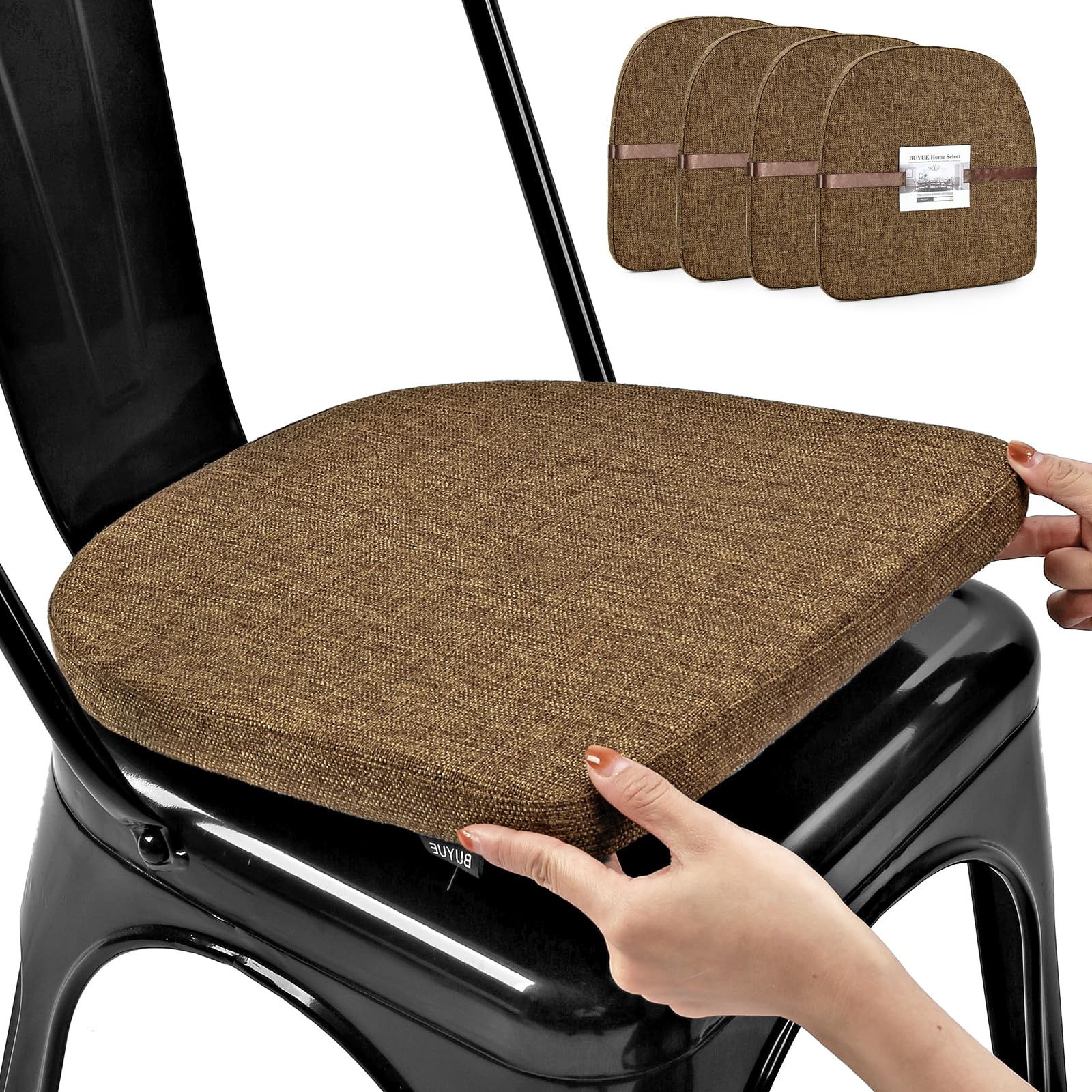Coussin de chaise magnétique BUYUE en lin lot de 4 pour cuisine
