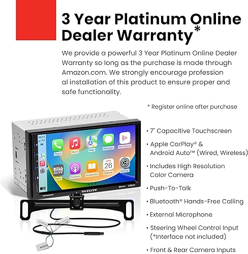 Miniatura 9 de BOSS Audio Systems Elite BE920WCPA - Sistema estéreo para automóvil inalámbrico Apple CarPlay y Android Auto, pantalla táctil individual DIN de 7