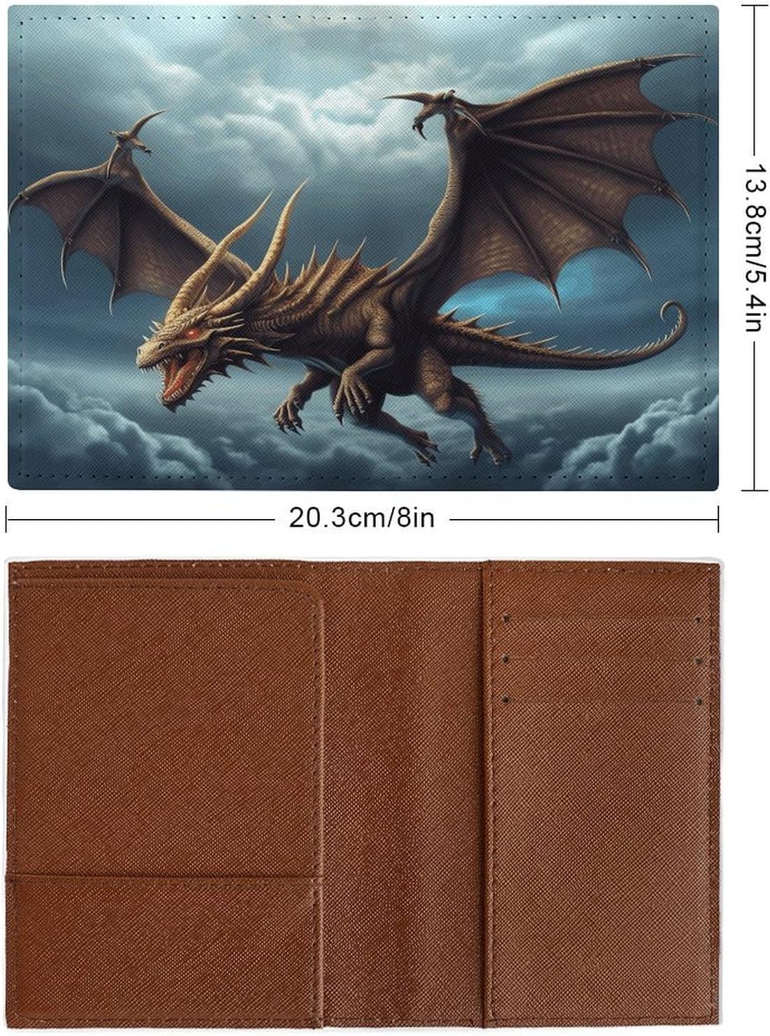 Flying Dragon Passport Holder for Adult Leather Passport Cover Portable Passport Wallet Fashion Travel Document Organizer Exquisite Passport Protector Credit Card Holder image 2