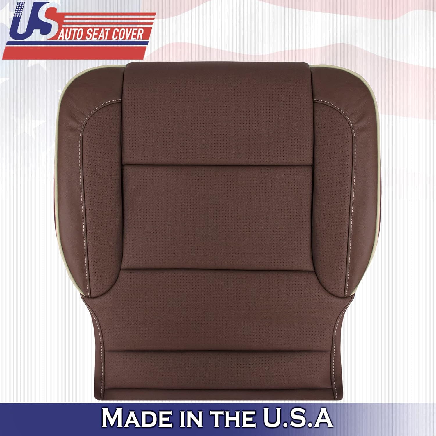 U.S.AutoSeatCover 2016 Compatible with Chevy Silverado High Country 2 Top & 2 Bottom Leather Seat Covers Brown