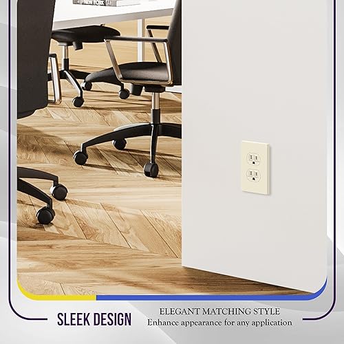 Miniatura 57 de ENERLITES Placa de pared dúplex para toma de receptáculo, cubierta de toma de corriente eléctrica, acabado brillante, tamaño mediano de 1 banda